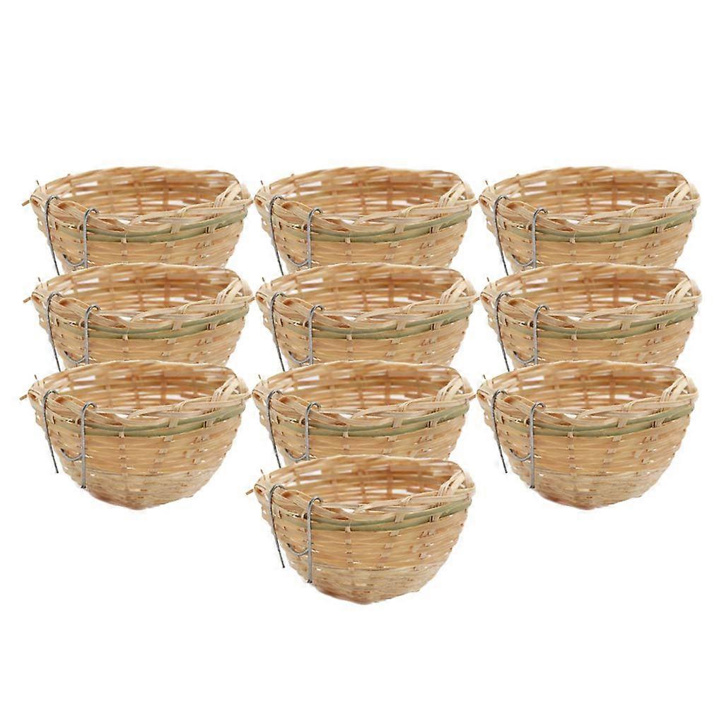 Bamboo Weaving Canary Bird Nest - 10pcs Handmade Hatching Breeding Nests for Small Birds, Natural Material