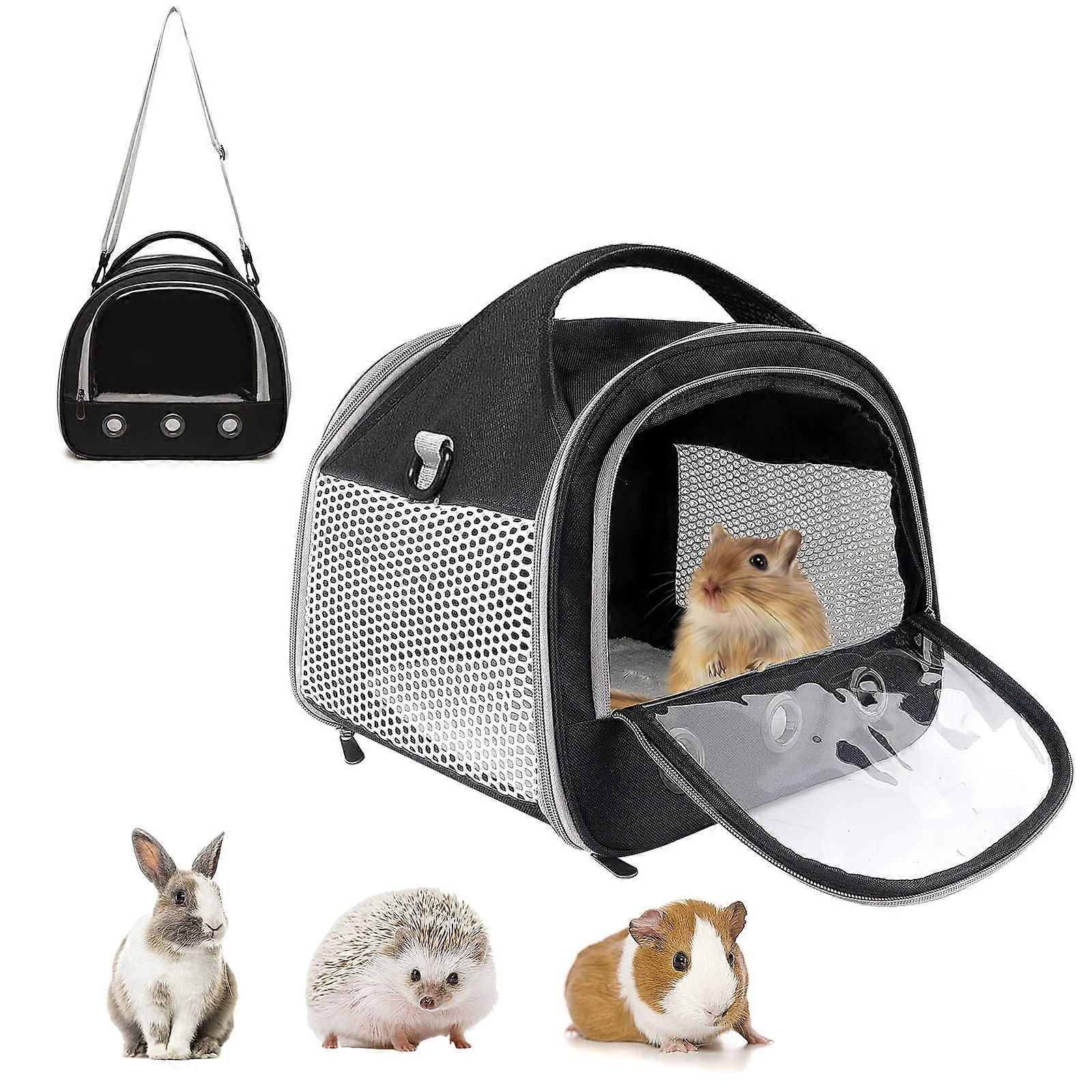 Small Pet Carrier Bag With Mat For Guinea Pigs And Rabbits 10x10x12 Portable Breathable Carrier With Strap