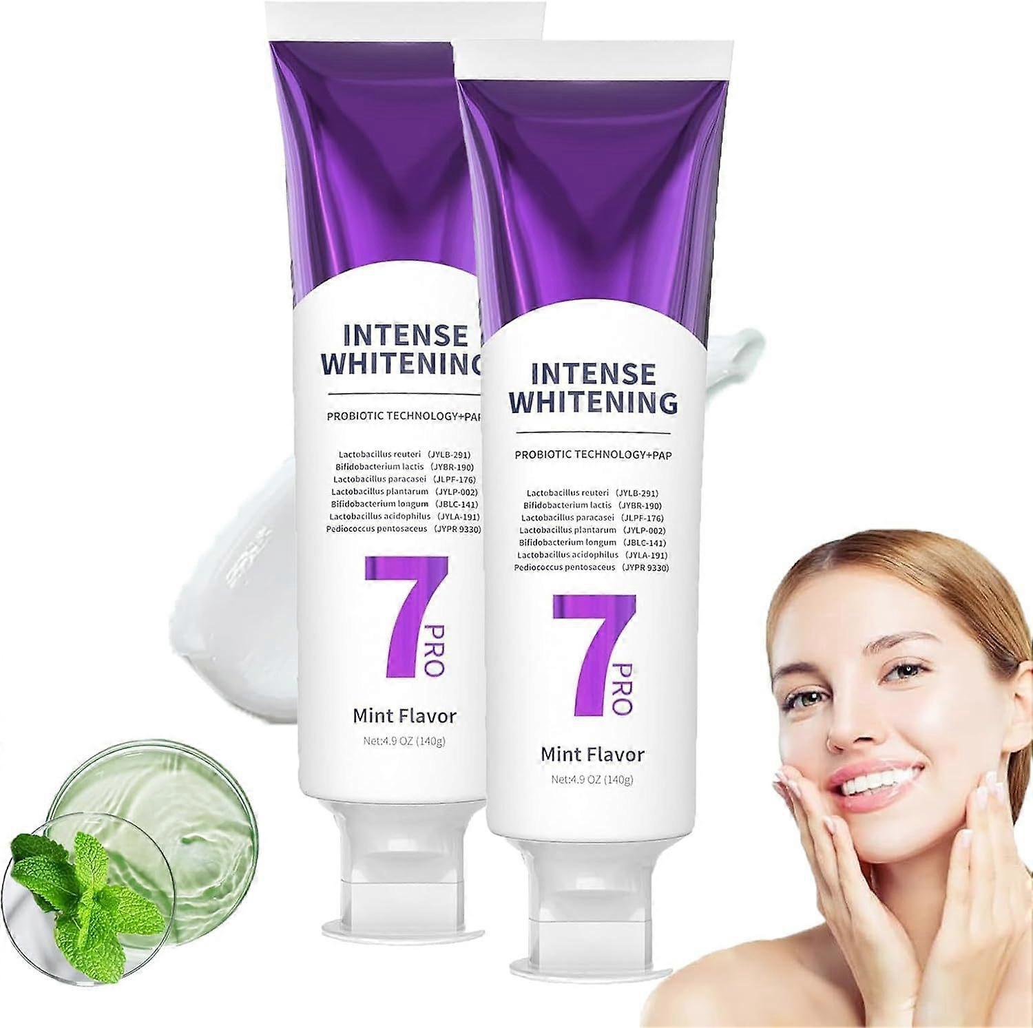 2pcs 7-Pro Intensive Toothpaste,Upgrade Natural Whitening Mint for Deep Stain Remover