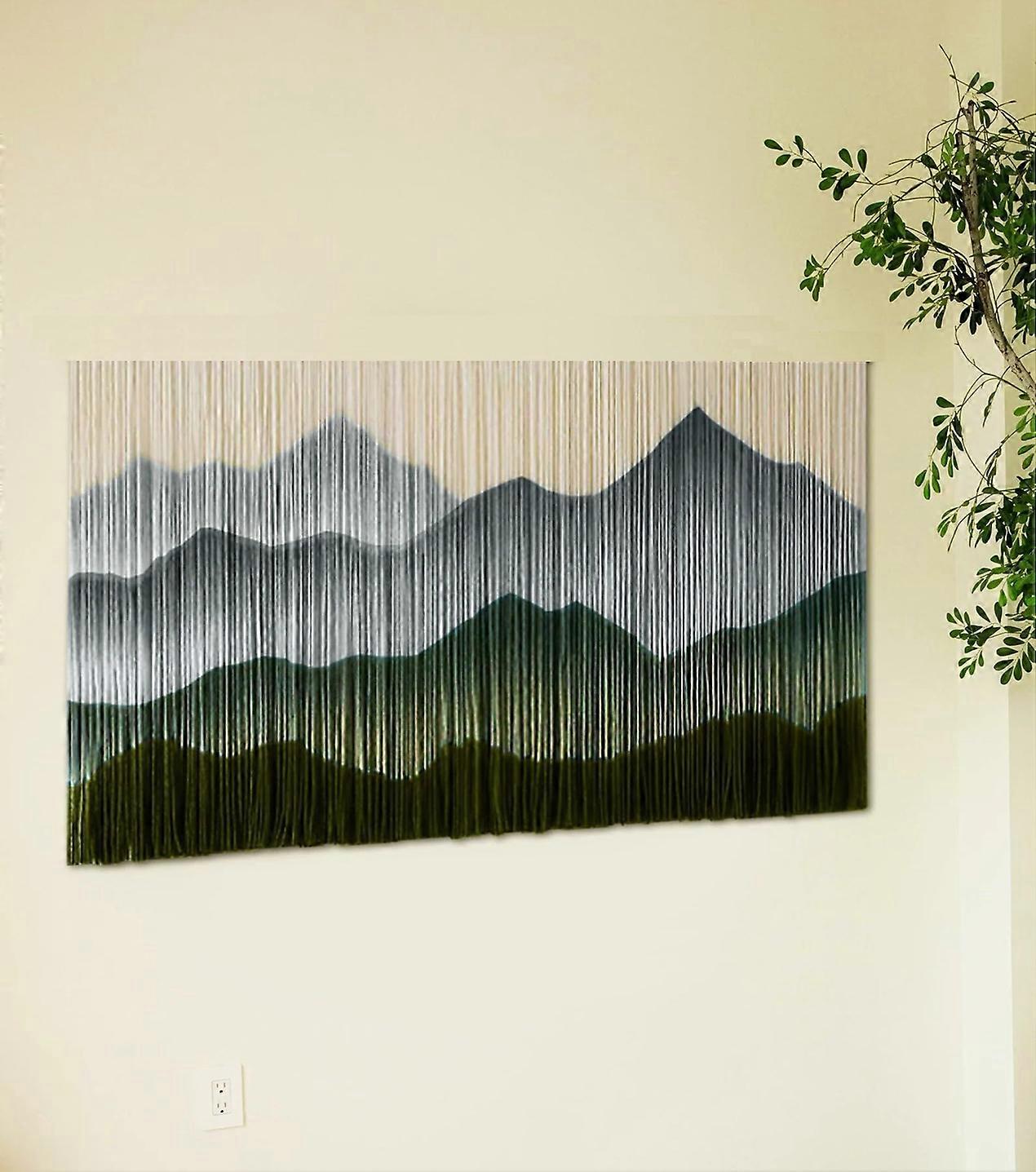 Mountain Landscape Hanging Tapestry in Macrame Yarn