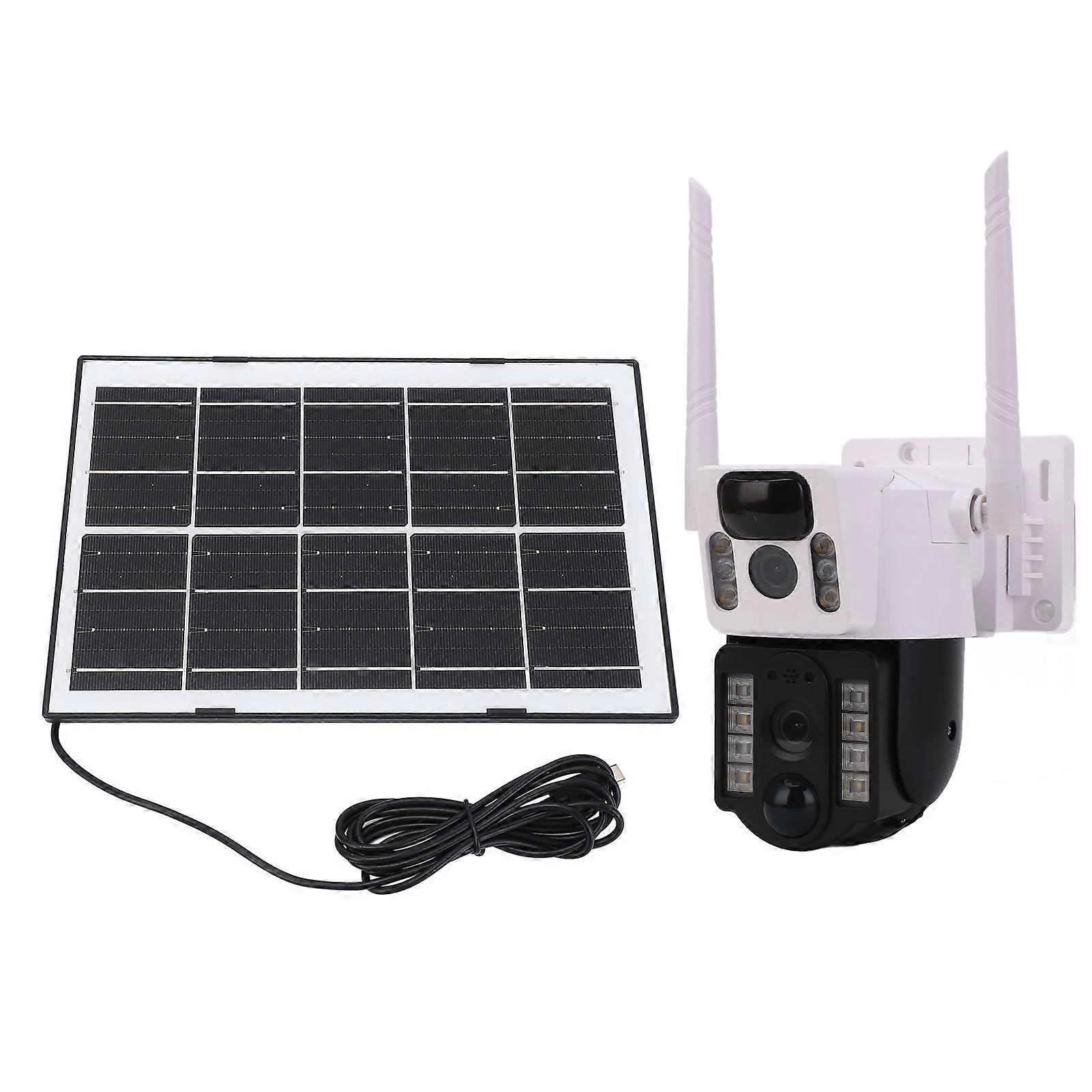 Solar Security Camera 4MP 2K Motion Detection Intelligent Alert 2 Way Talk Dual Lens Outdoor Wireless WiFi Camera with 7.5W Solar Panel 