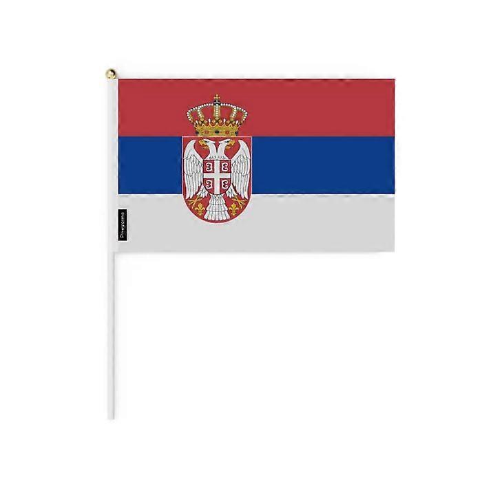 Miniature Flag - Multicolored - Serbia - 14 x 21 cm - Pack of 100 - Durable Polyester