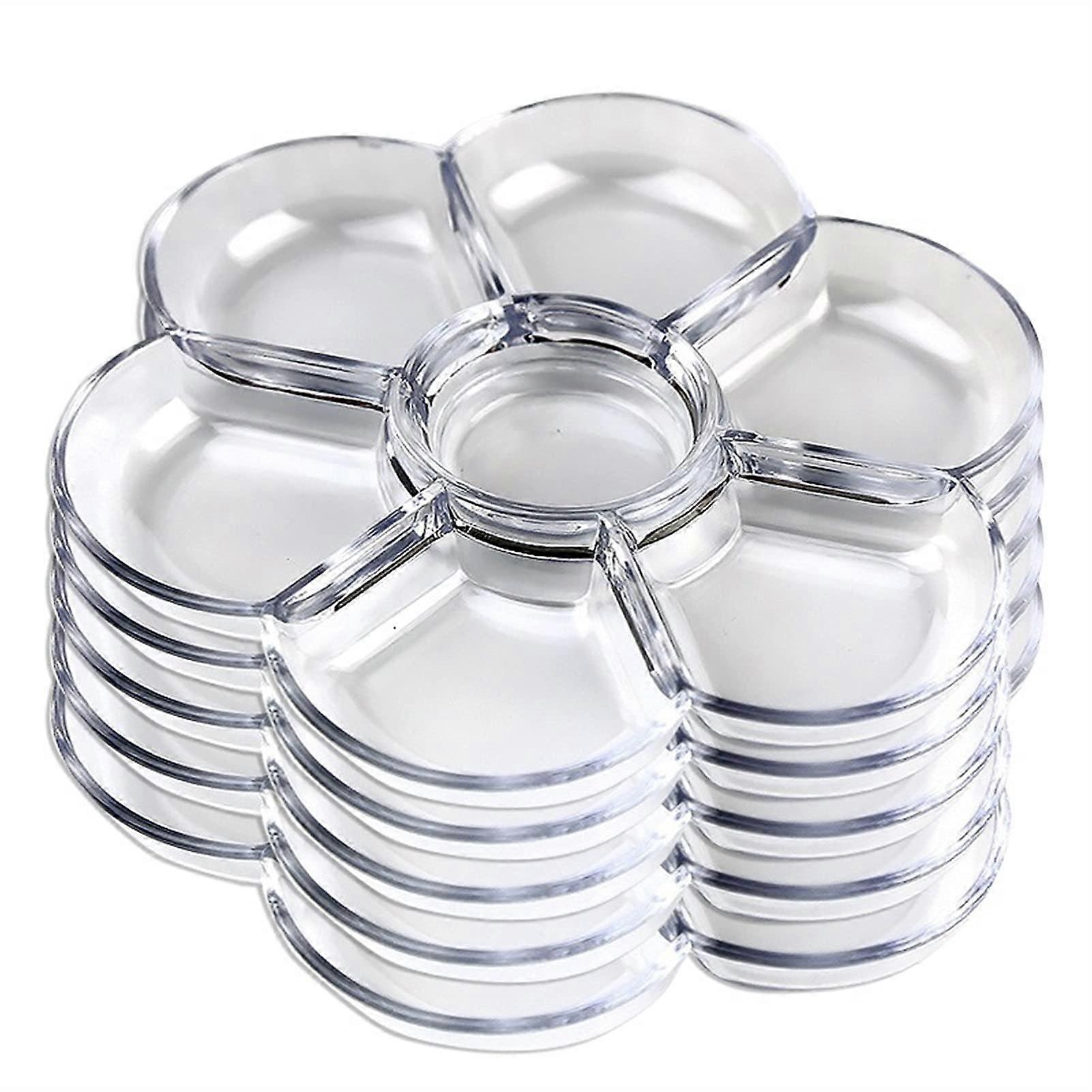 Paint Palette Tray Transparent - 5 Pcs Round Plastic Mixing Palettes for Watercolour and Acrylic Paints
