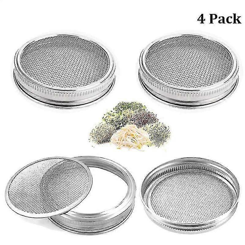 4pcs Edelstahl Sprouting Jar Deckel Set für Weithals-Einmachglas Einmachglas
