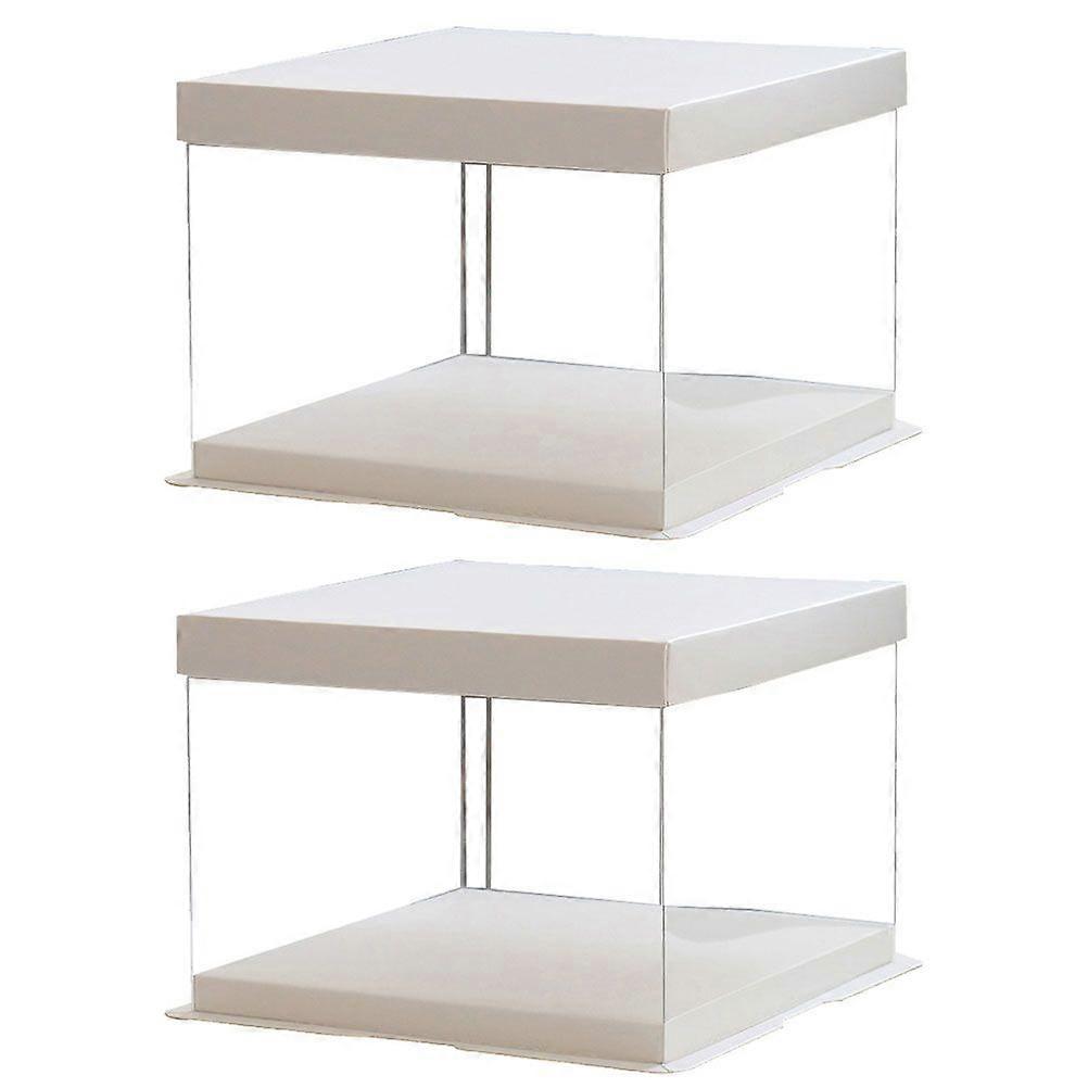 2 قطعة 8 بوصة شفافة عيد ميلاد كعكة مربع حاوية كعكة بلاستيكية صندوق تخزين الحلوى (شفاف)