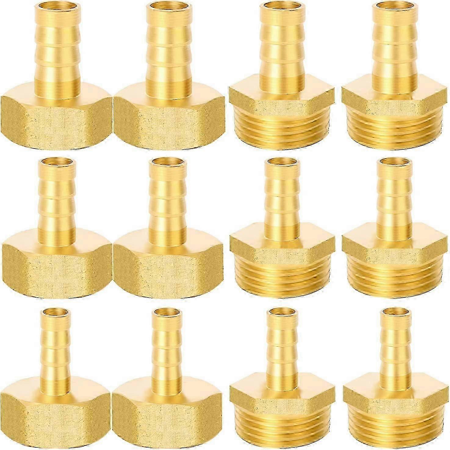 12 Pack 1/2" Hose Connector, 8mm, 10mm, 12mm, External Thread and Internal Thread for Air Hose, Gas Hose, Water Hose -a