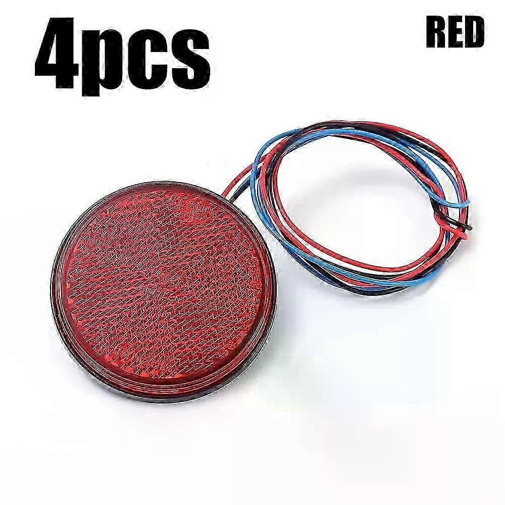 Motorcycle LED White/Yellow/Red Reflector Brake Light Universal Car Round Tail Lights Turn Side Singal Lamps Warning Light