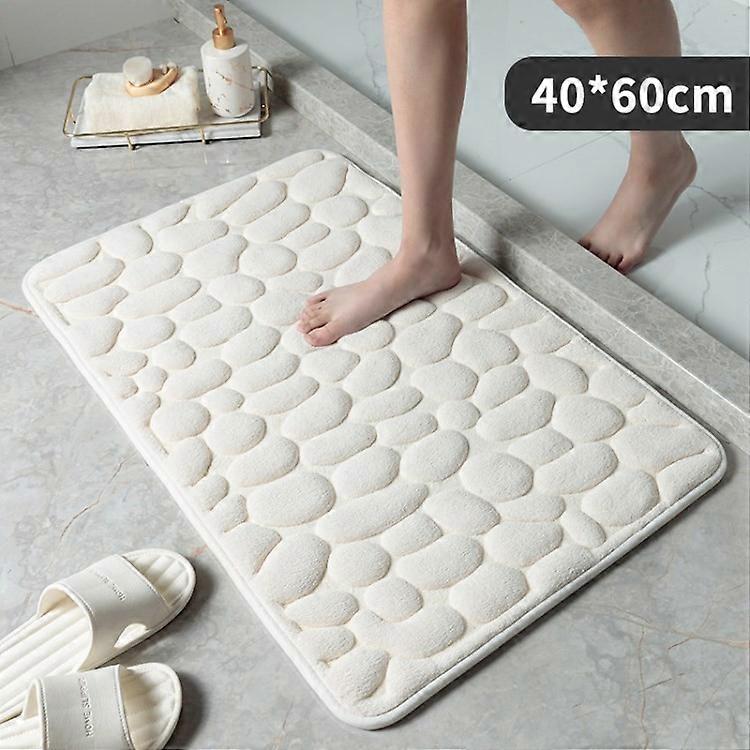 Non-Slip Bathroom Rug Pebble Bath Mat with Memory Foam Water Absorption Floor Carpet