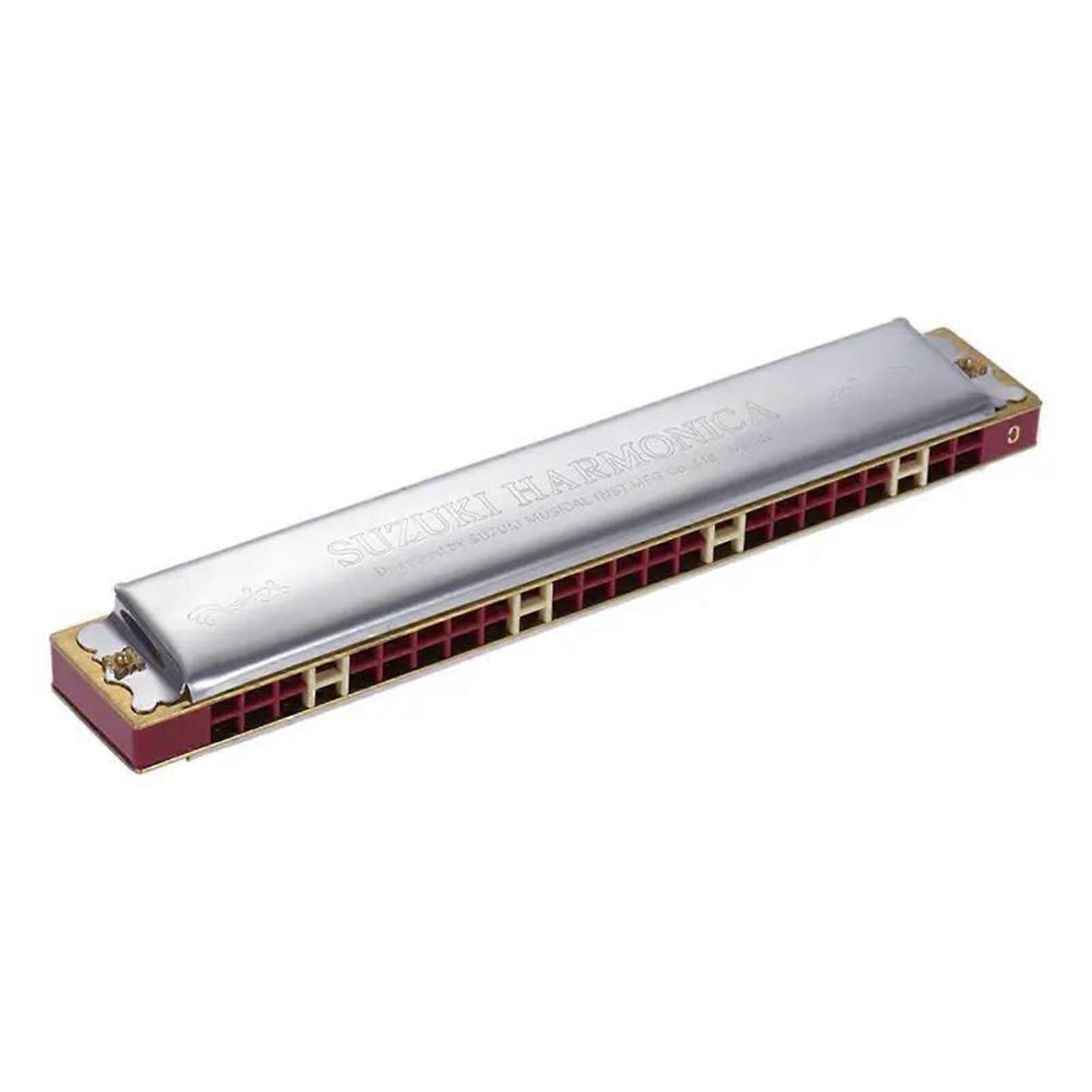 Suzuki Study-24 24 Holes Harmonica Tremolo Key of C with Cleaning Cloth Box Musical Instrument for Beginner Student