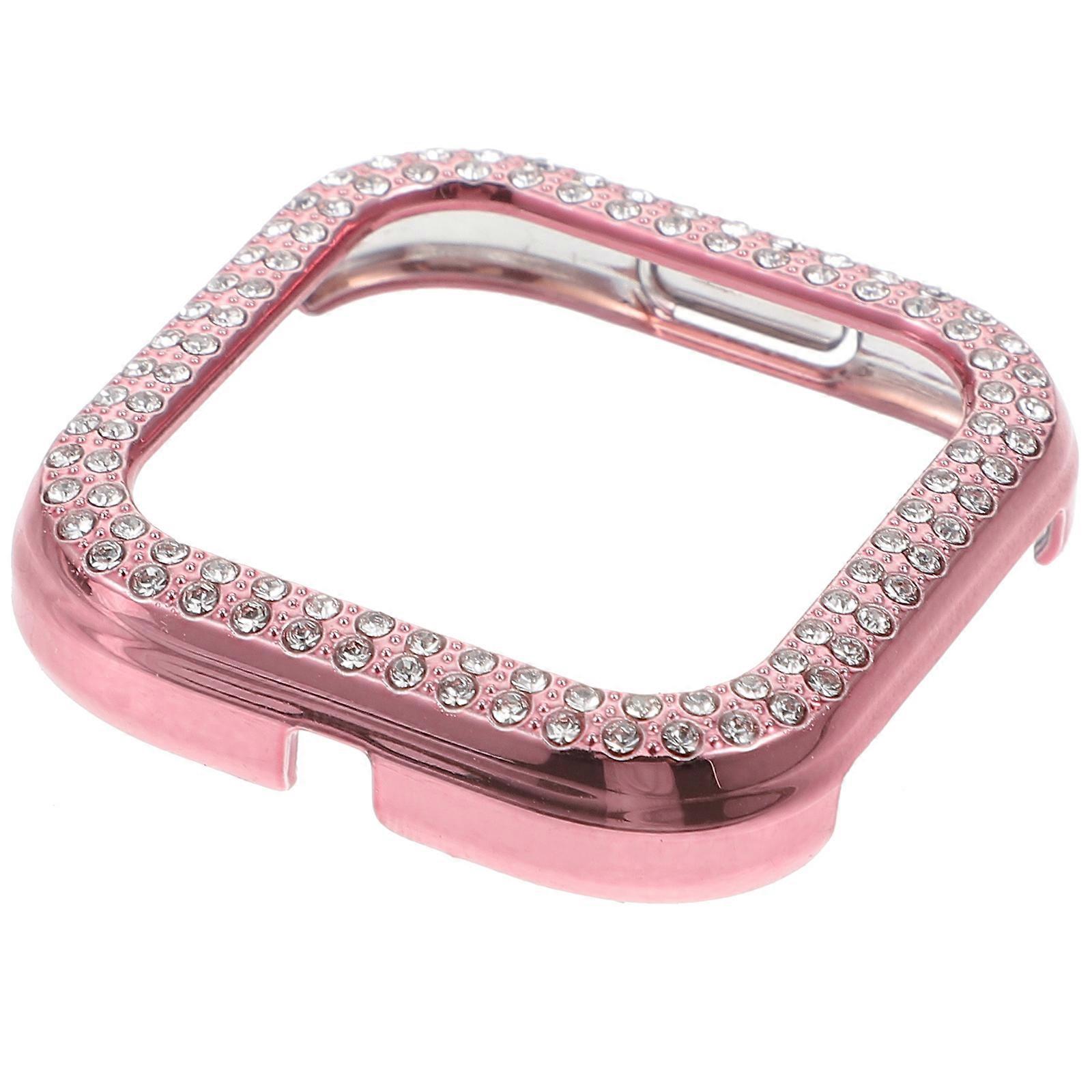 Adjustable Double Row Drill Protective Watch Case Cover with Shockproof Frame for Scratch Protection – Stylish Pink Smartwatch Accessory