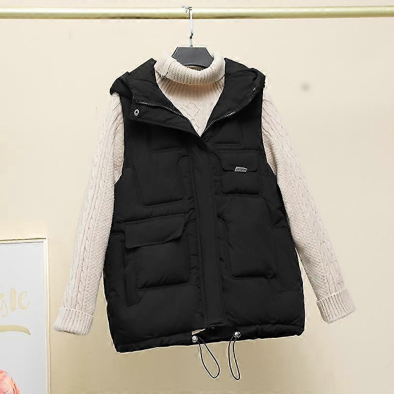 Autumn and Winter Women's Vest Stand Collar Outdoor Thickened Windproof and Warm Mother's Vest Loose Sleeveless Jacket