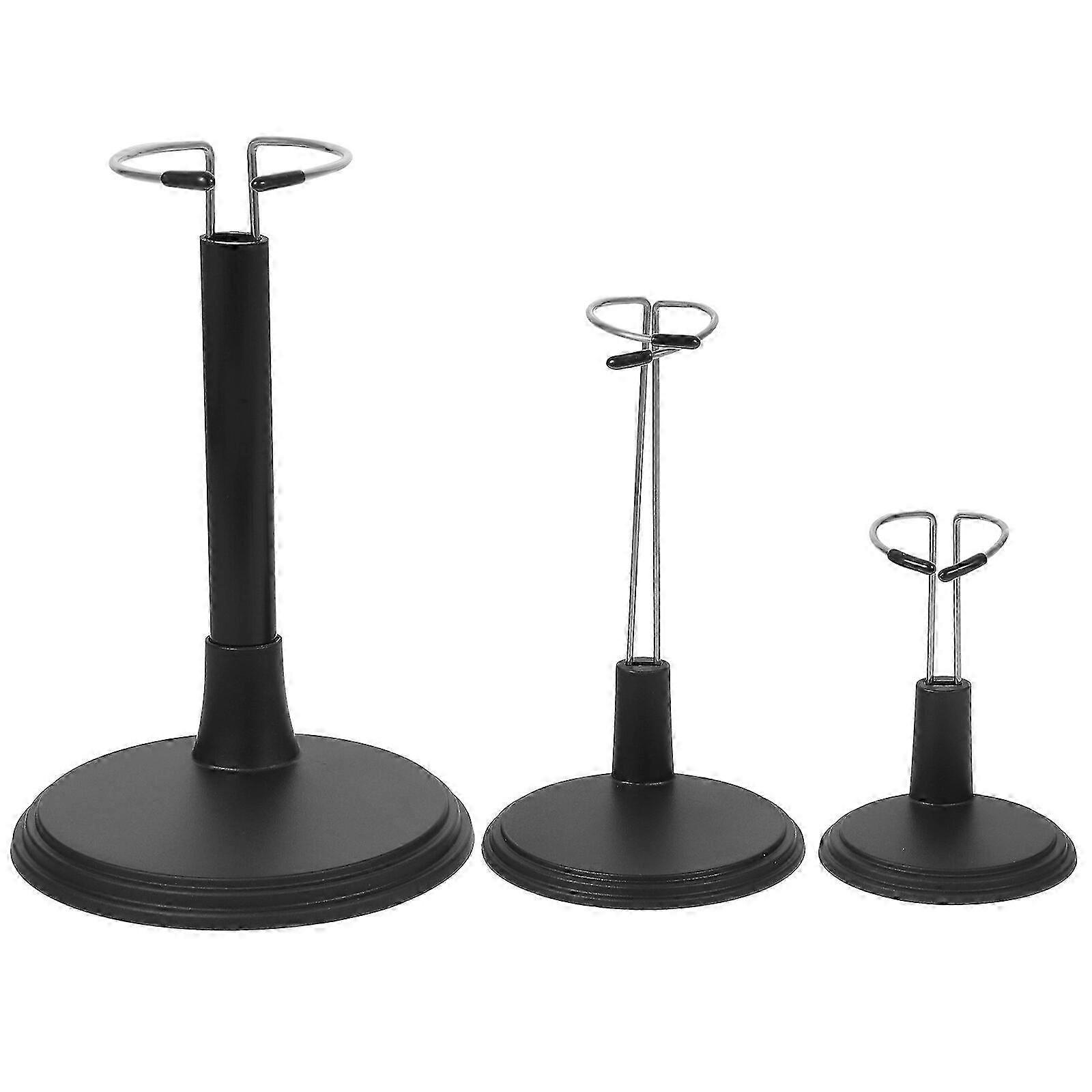 3pcs Adjustable Doll Stand Brackets 8.5x8.5x2cm Black Display Racks