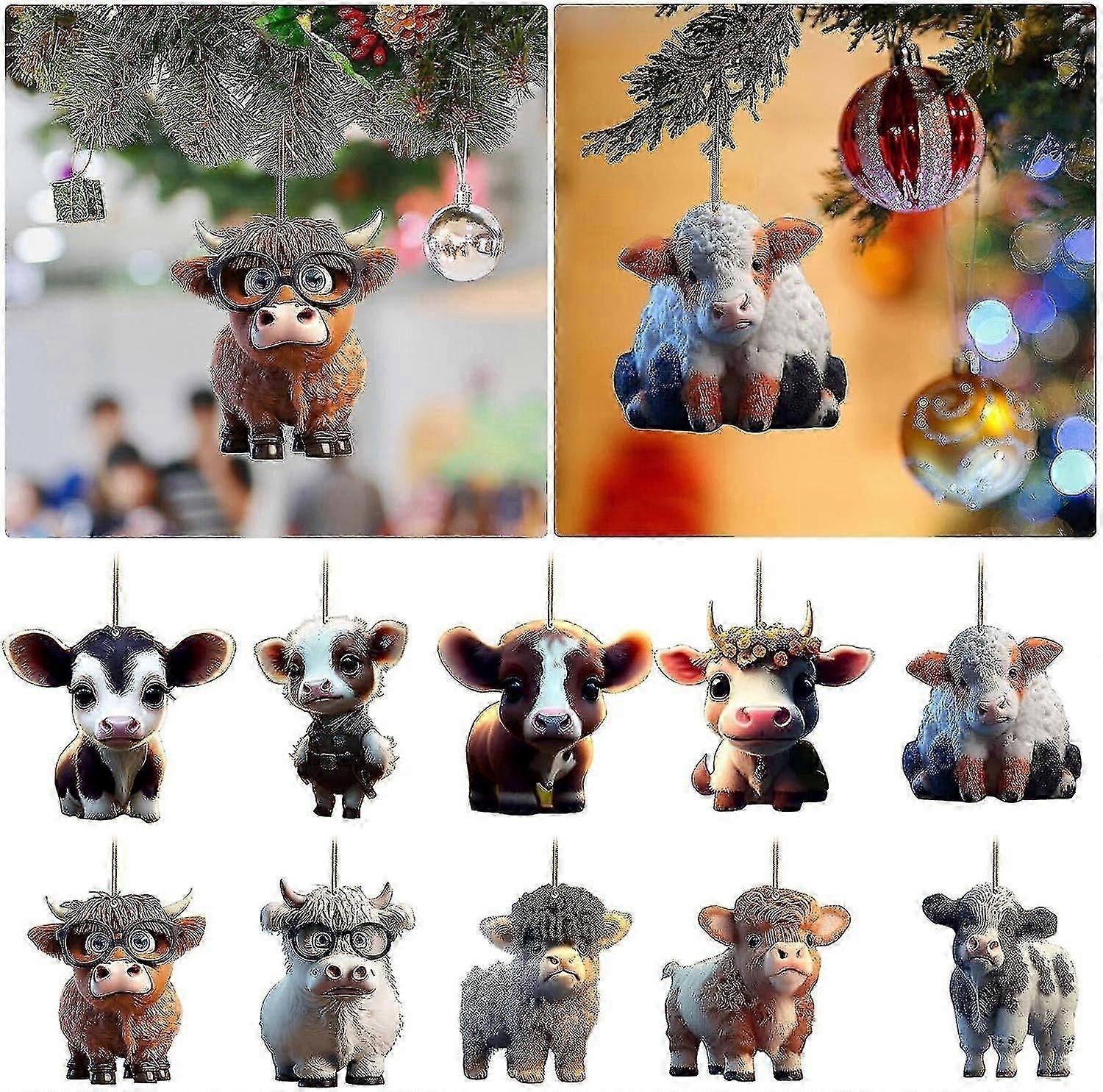 10pcs χαριτωμένο αυτοκίνητο αγελάδων μενταγιόν χριστουγεννιάτικο δέντρο στολίδι Home Decor