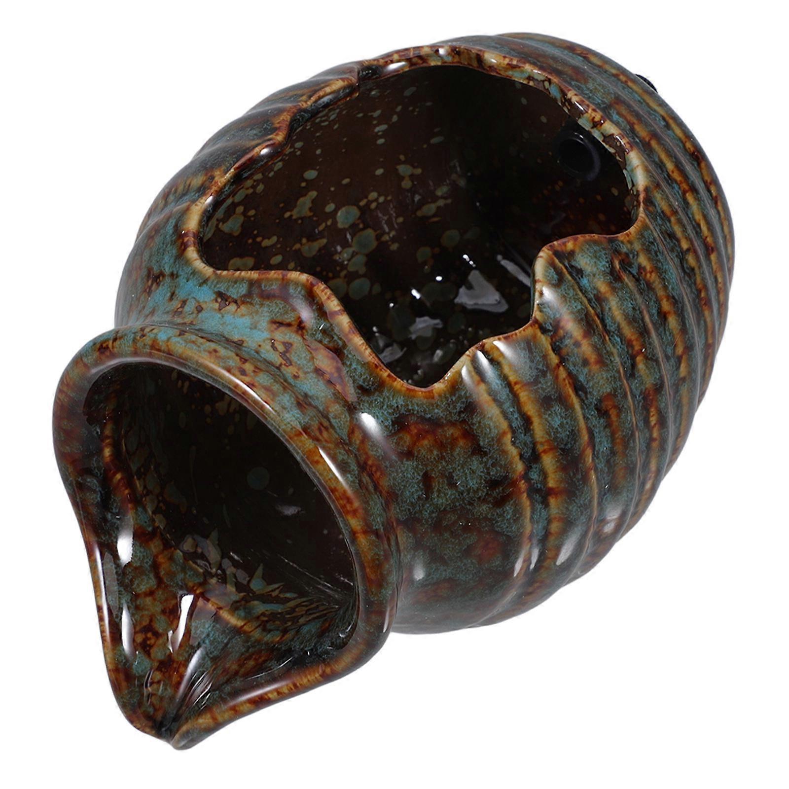 Circulating Waterfall Jar Durable Ceramic Build for Indoor Use Green Courtyard Jar