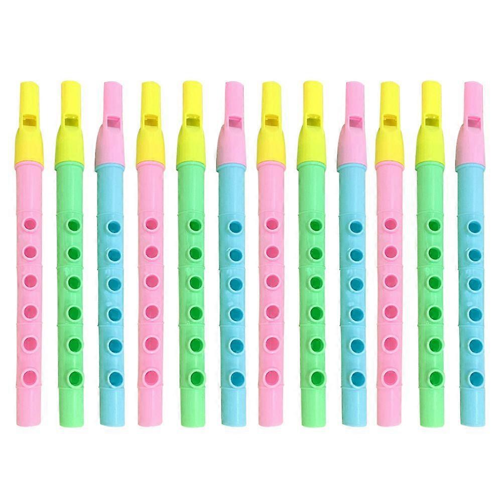 12pcs 6-Hole Descant Recorder Flute Beginner Children Music Playing Wind Instruments (Random Color)