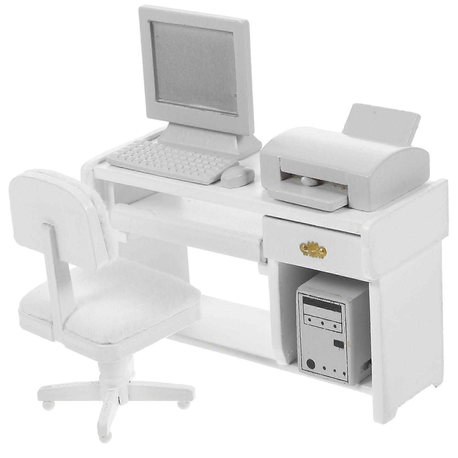 1 Set Mini Office Desk Toys Tiny House Computer Model Miniature Office Ornament for Kids' Doll House