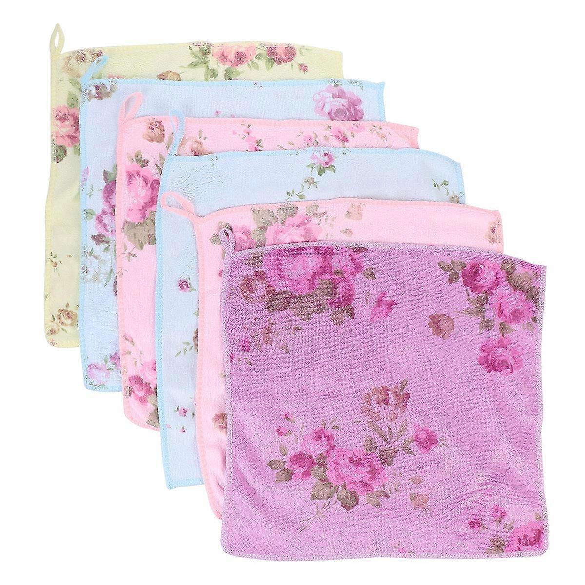 6pcs Multifunctional Microfiber Dish Towels with Chic Flower Pattern – Kitchen Cleaner Cloths for Dishwashing & Oil Cleaning, Machine Washable &