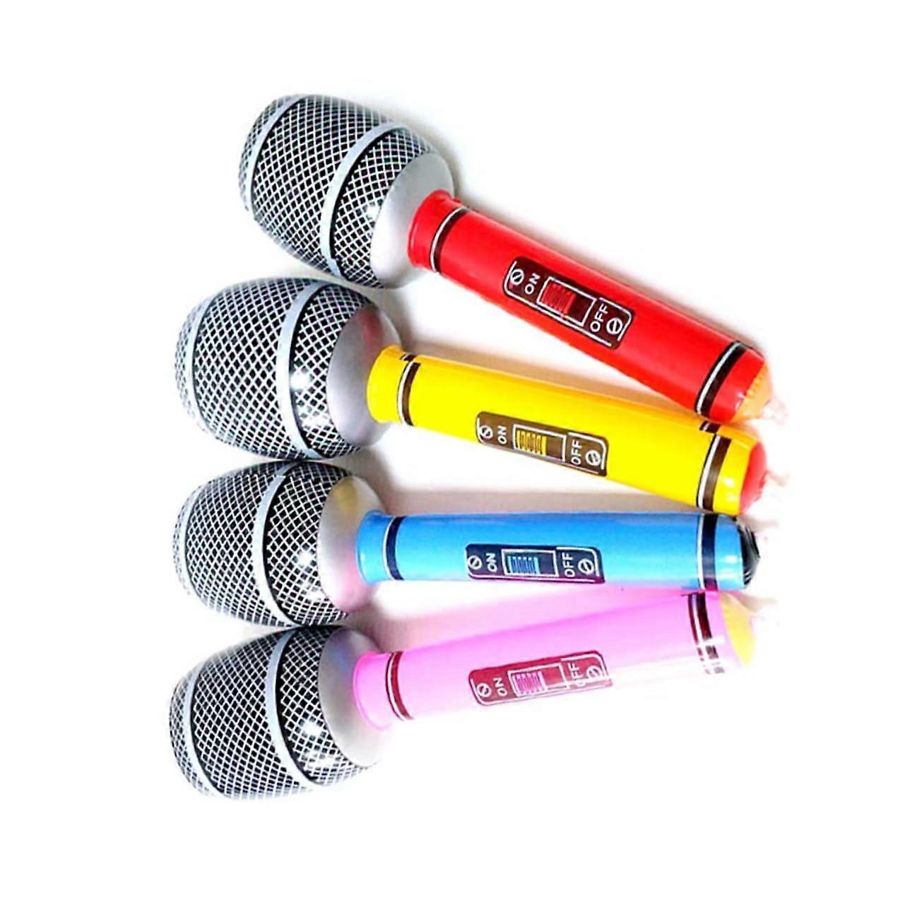 12 stycken uppblåsbara mikrofoner för barns födelsedagsfester och strandfester, olika färger, festdekoration, slumpmässig färg