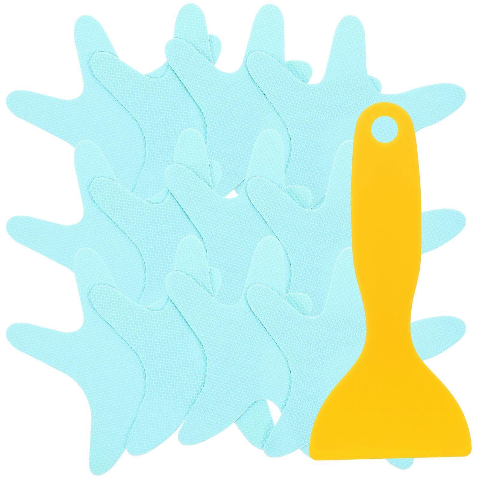 Non Skid Decorative Floor Stickers PEVA Blue 10X10CM Anti-Slip Bathrooms 1Set