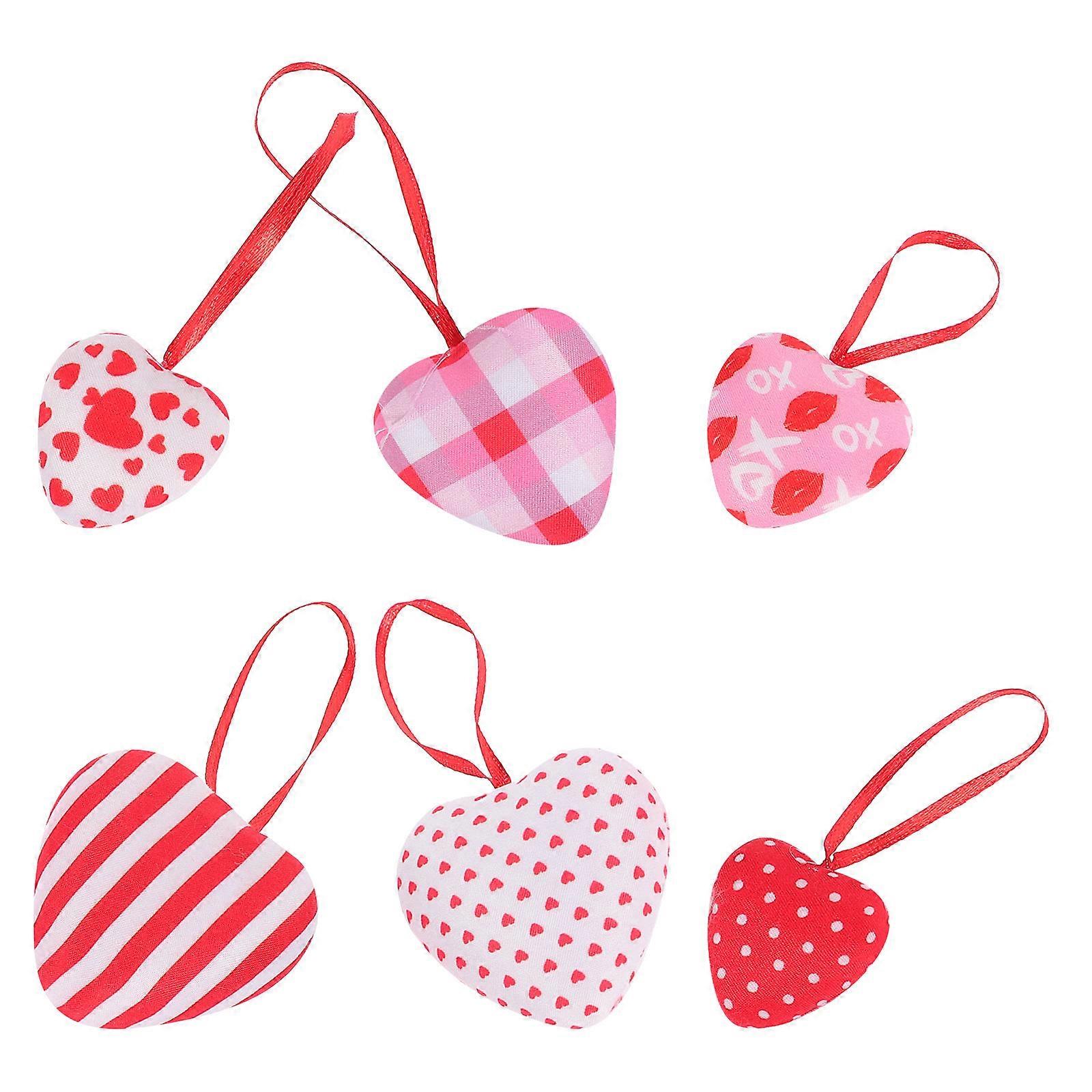 Heart Shaped Pendant Valentine Day Decor Indoor and Outdoor Use 6Pcs