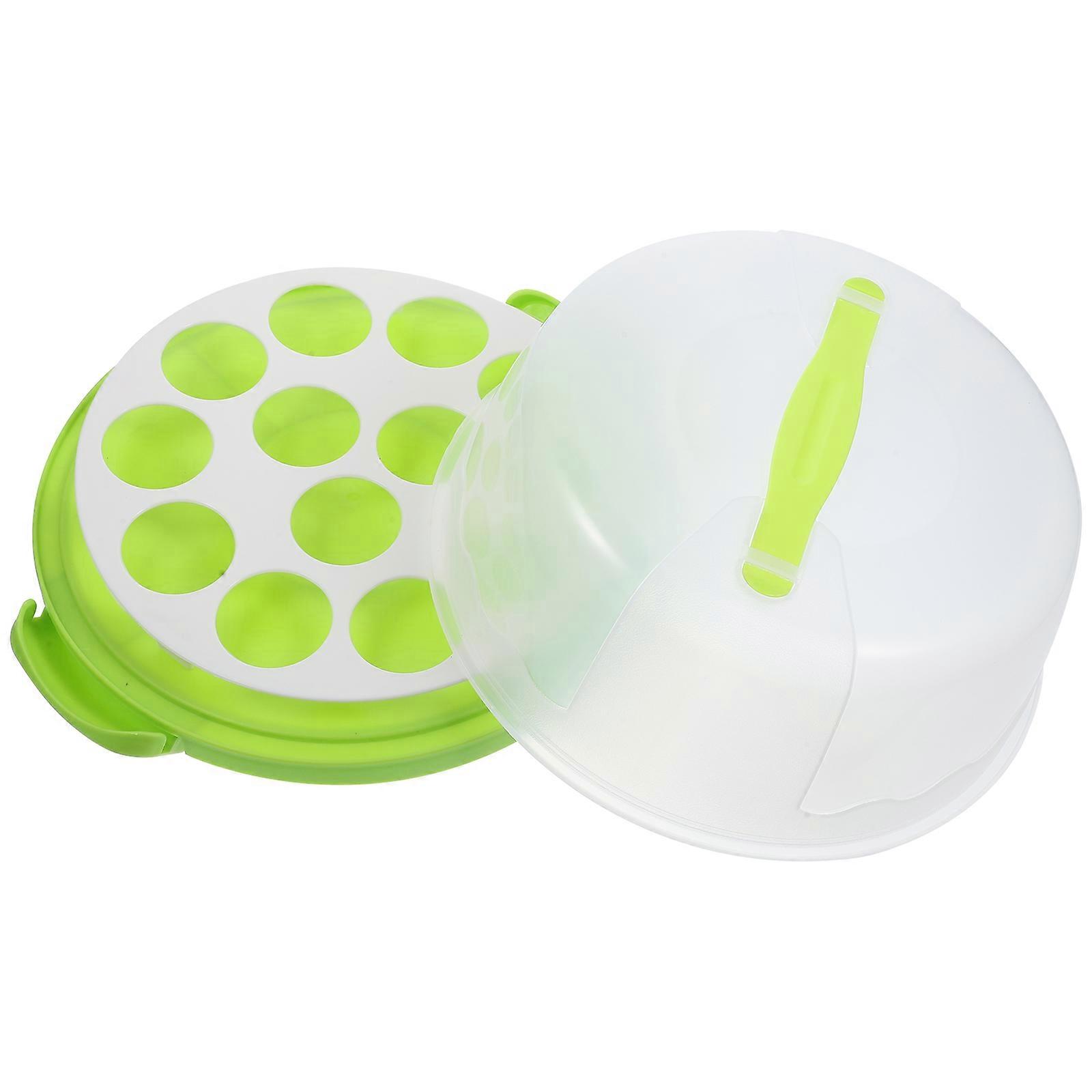 Cake Carrier Box Portable Dessert Container Baking Tools Square Green 29.00X29.00X13.50CM 1Pcs