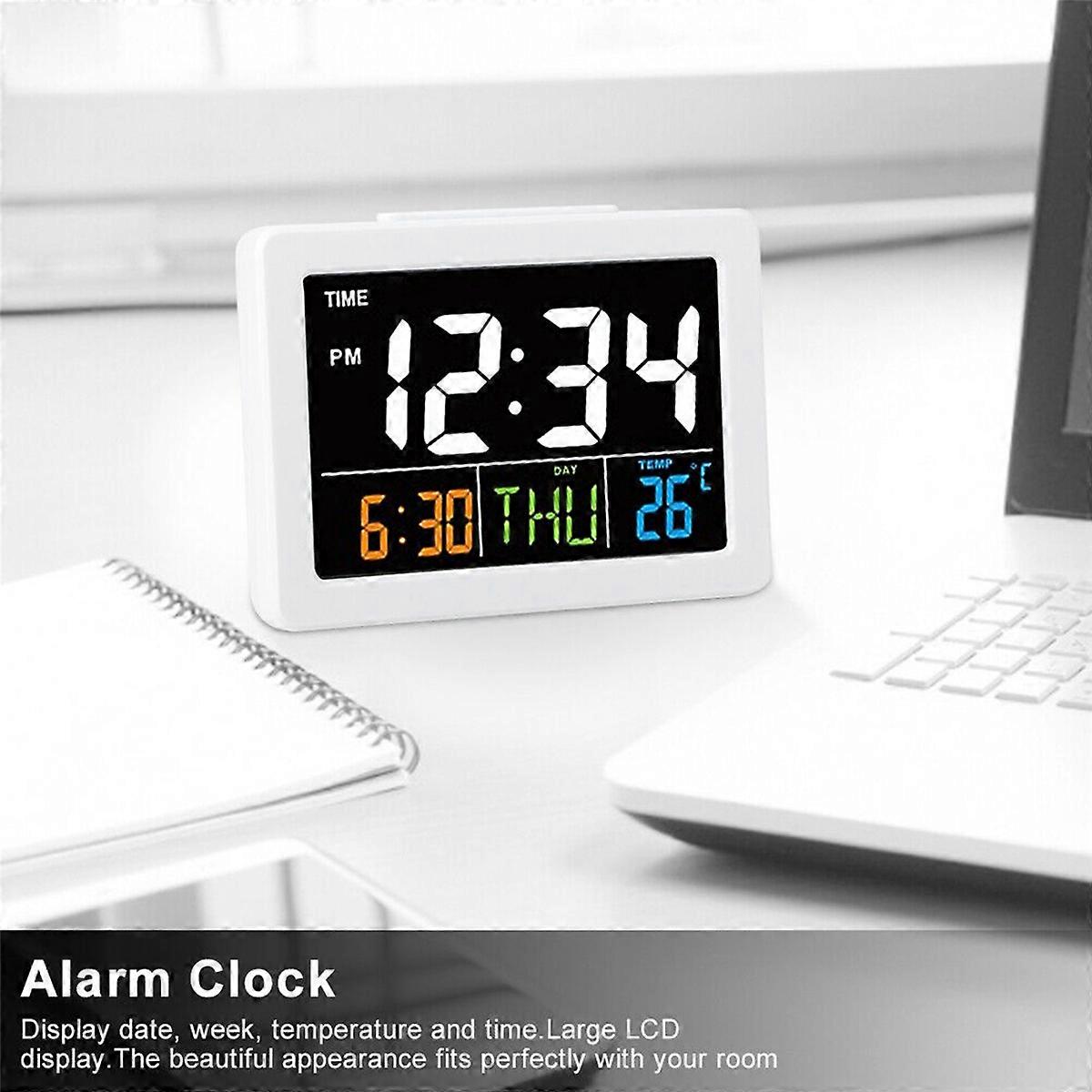 Color Large Screen Desk Alarm Clock with Temperature Date Display