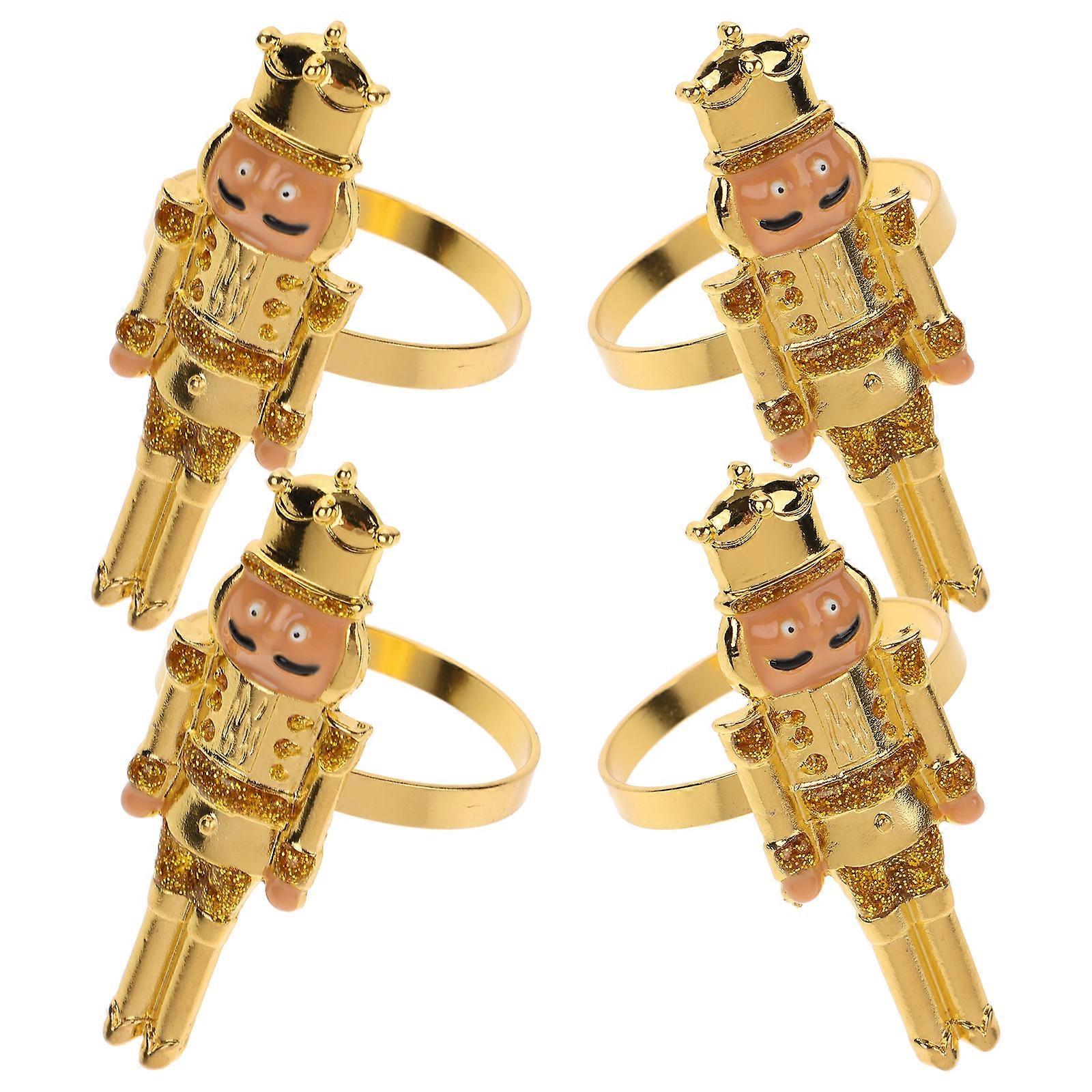 4pcs Nutcracker Shaped Decorative Napkin Holders – Christmas Themed Table Decor for Parties, Celebrations & Daily Use