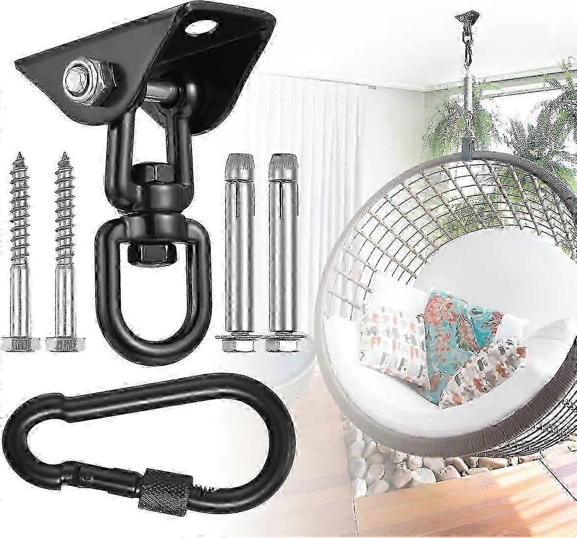 خطاف سقف كرسي معلق 360 دوار ، أرجوحة ، تعليق ، خطاف مع مسامير للخرسانة ، خشب ، ملعب ، شرفة ، مقعد ترابيز ، يوجا