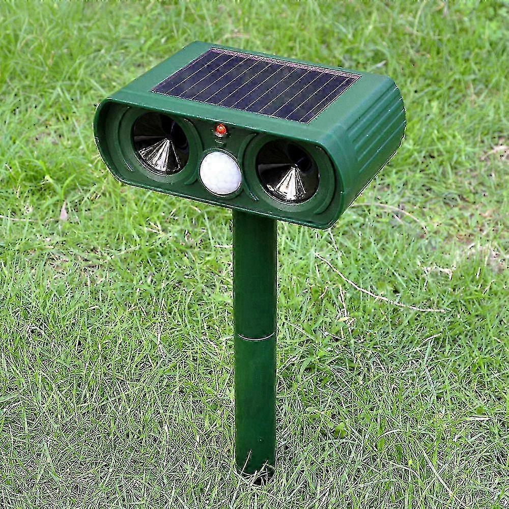 Ultrasonic Animal Repeller, Audible and Visual Alarm, Solar or Battery Powered, Waterproof for Cats, Dogs, and More