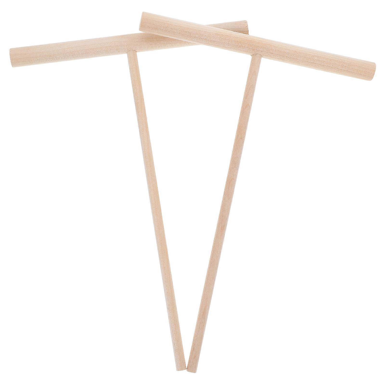 Griddle Tool Wooden T Shaped For Pancake And Crepe Making 2Pcs