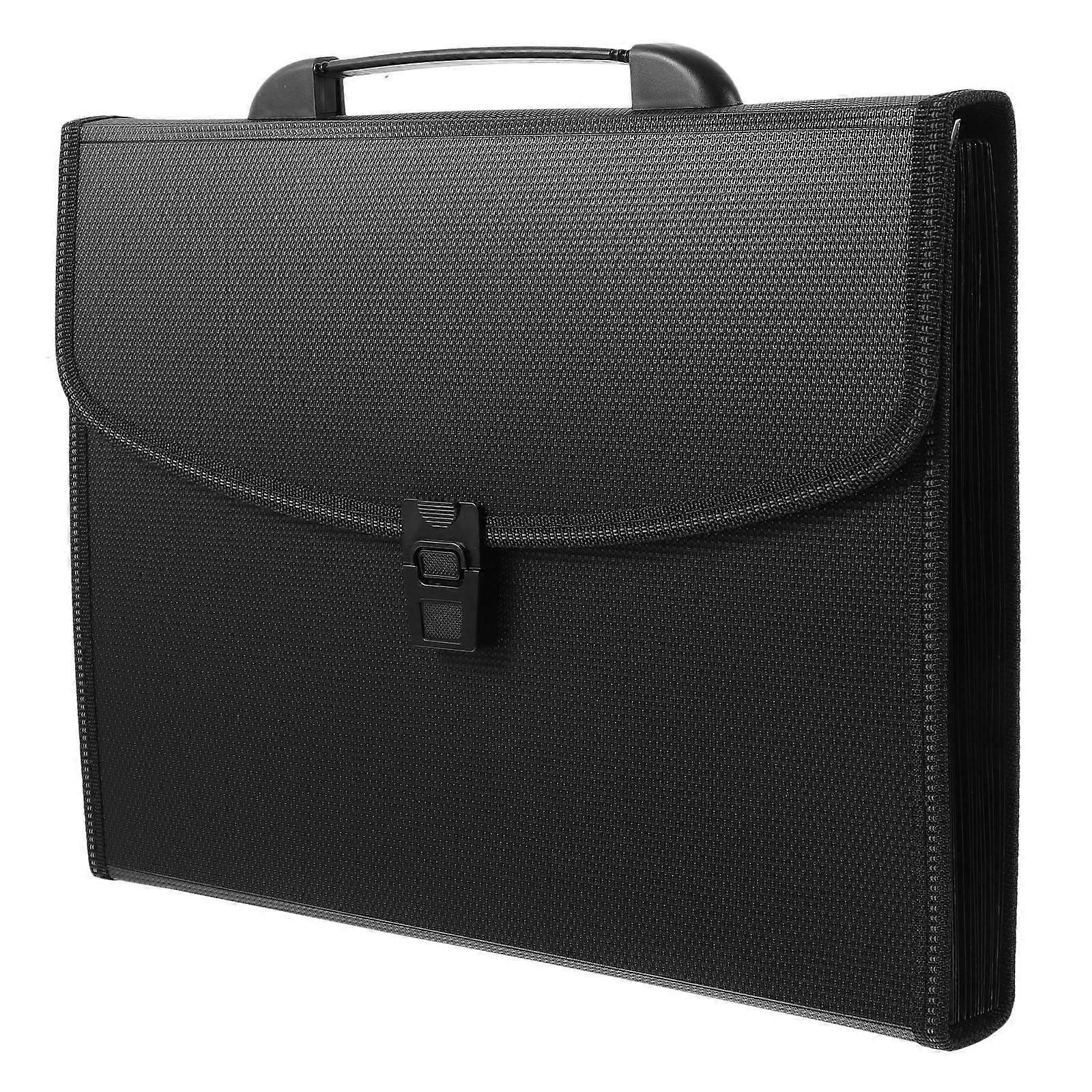 Folder Multi Pocket Organizer For Important Documents Professional Occasions Rectangular Shape Black 1Pcs