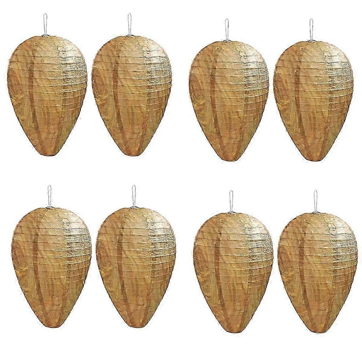 8 Pack Mini Size Paper Wasp Nest Decoy Hanging Fake Wasp Nest for Wasps Hornets Yellow Jackets