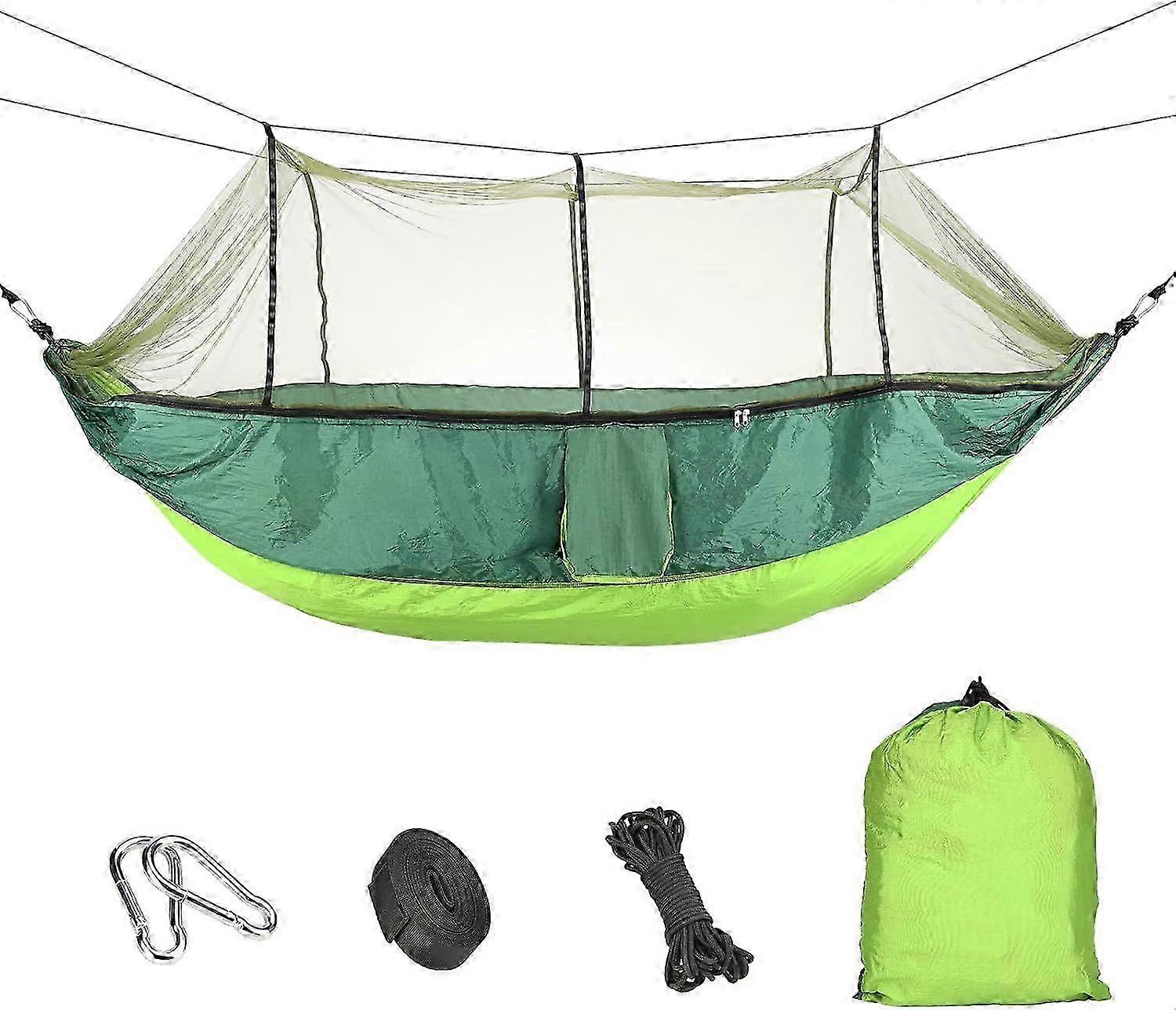Durable and Portable Camping Hammock with Mosquito Net, 660lbs Capacity Nylon Yarn with Tree Straps