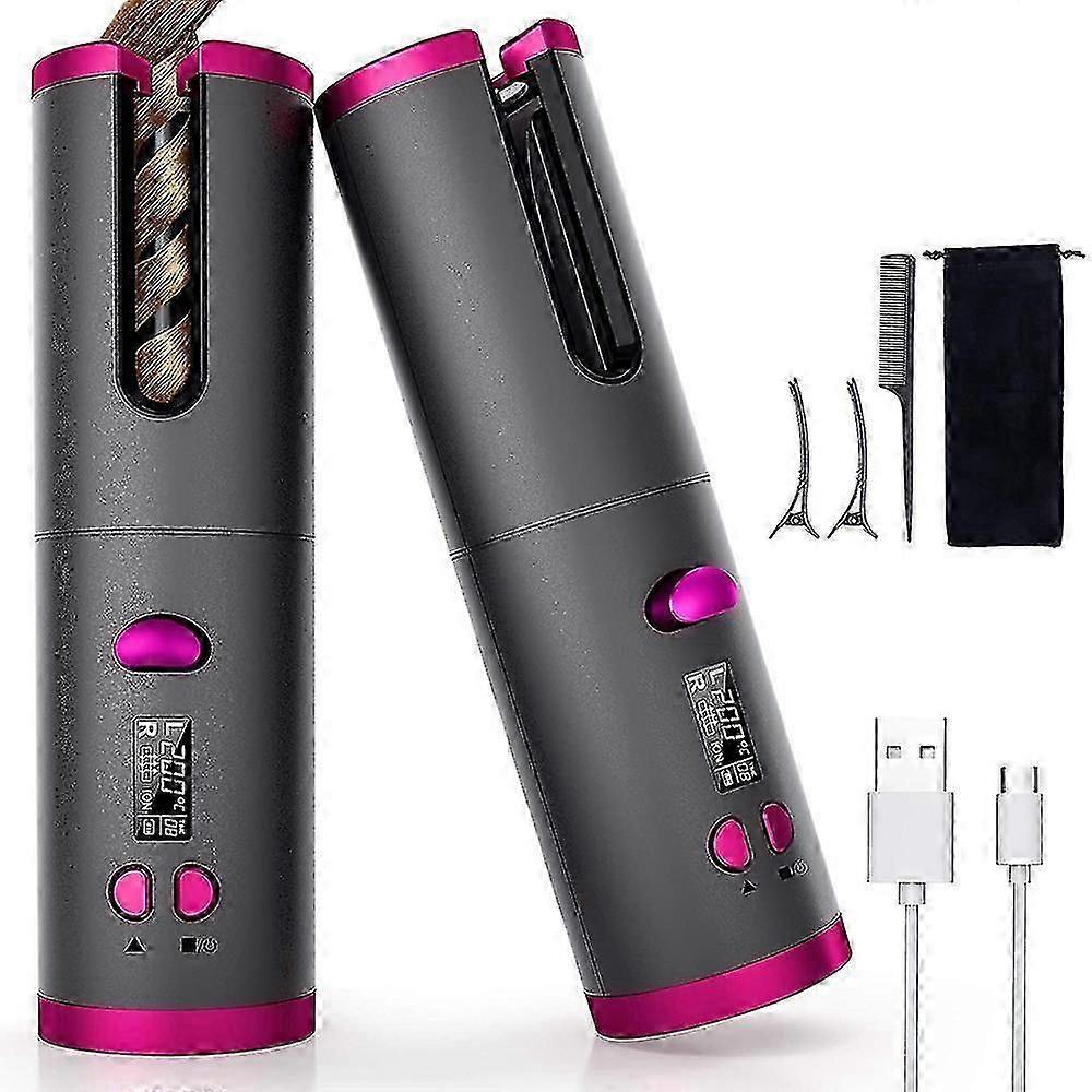 Smart Cordless Auto Curler - LCD Display Adjustable Temperature Ceramic Rotating Styling Iron