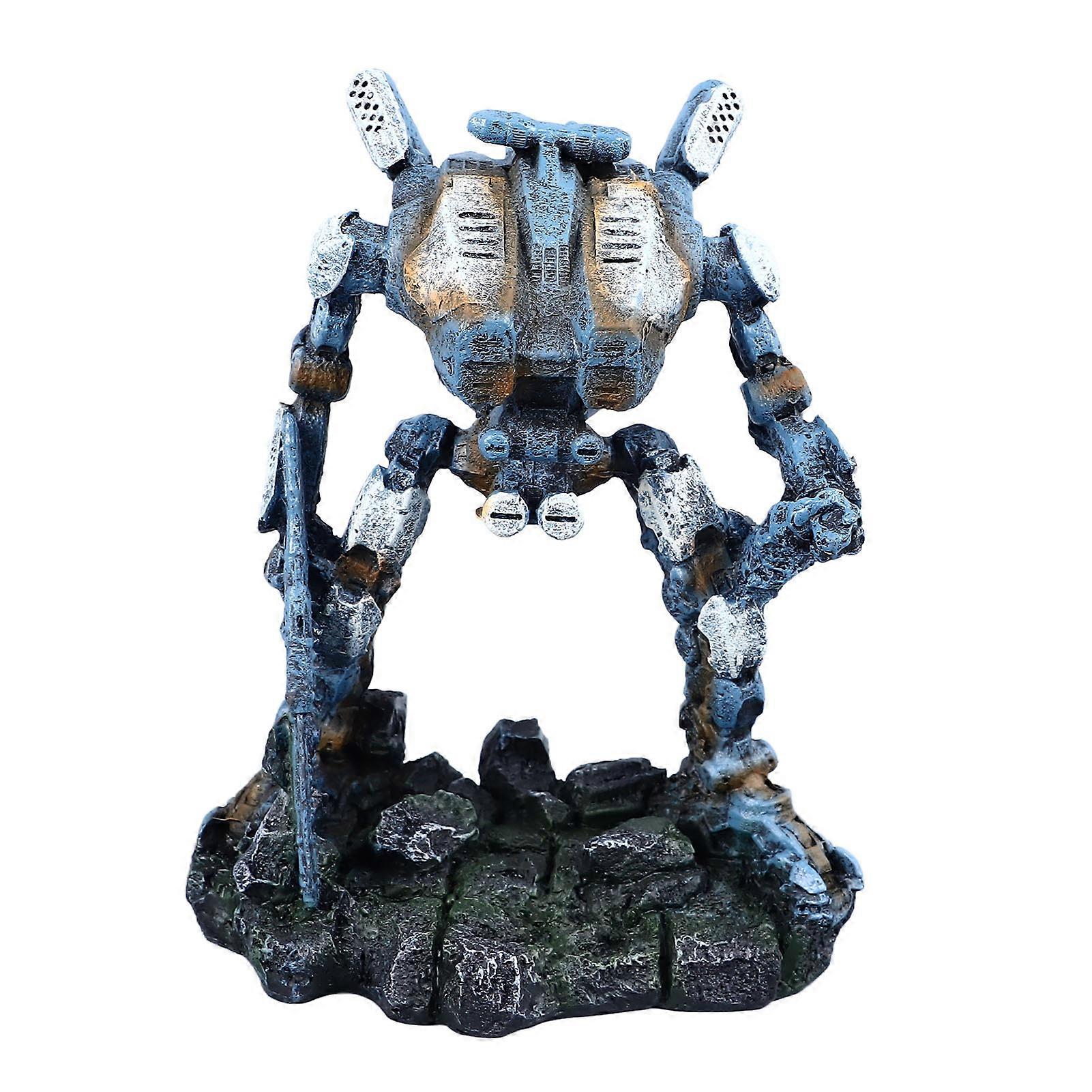 Aquarium Robot Decoration Multipurpose Safe Resin Unique Exquisite Sci Fi Fish Tank Ornament Blue