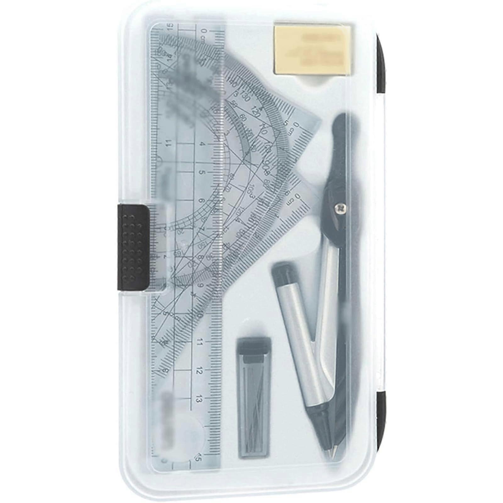 Professional Drawing Compass Set for Math and Geometry, Metal Drafting Tool with Storage Box and Accessories