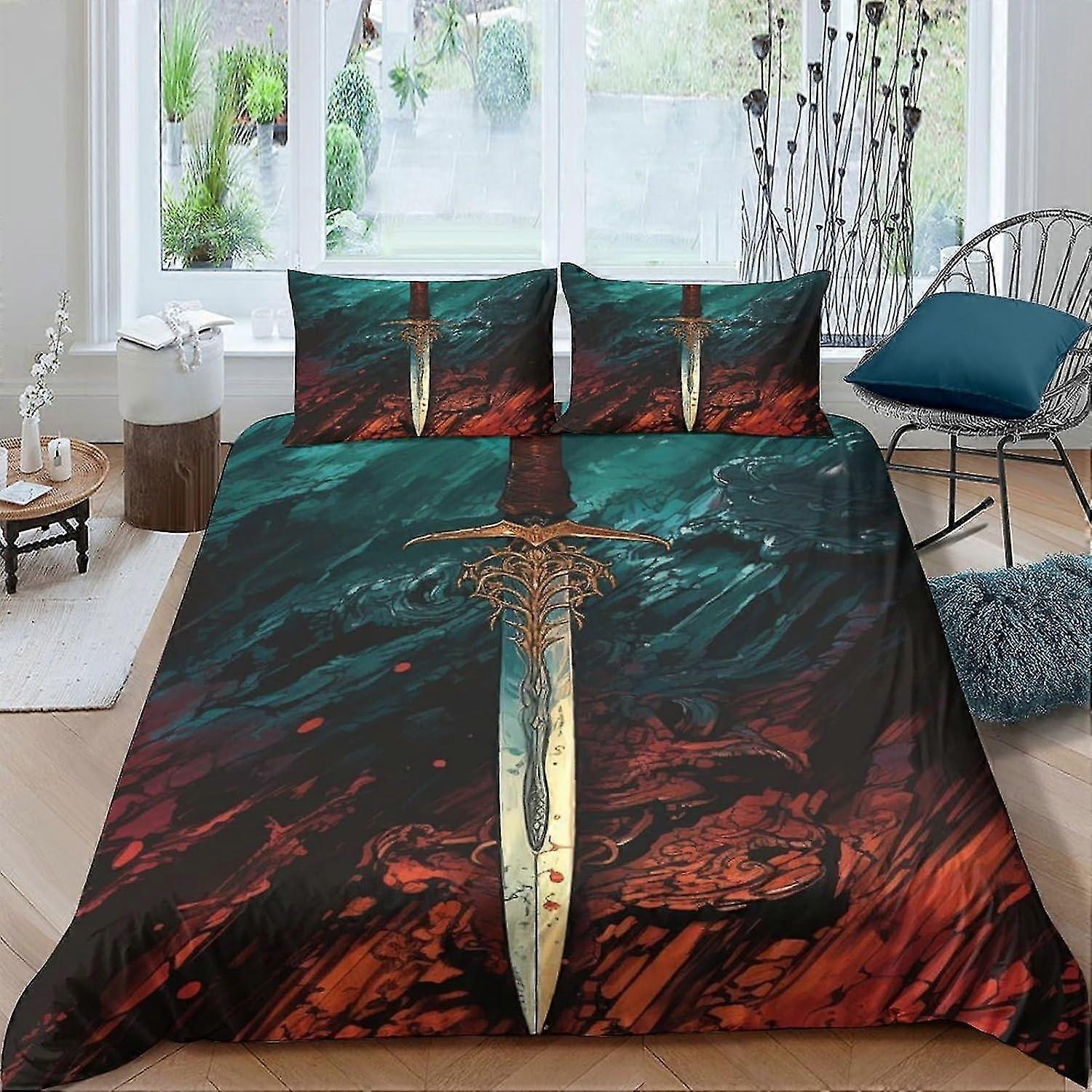 3-Piece Soft Bedding Quilt Duvet Cover Set with Zipper Closure, Microfiber Bedding for Double Size