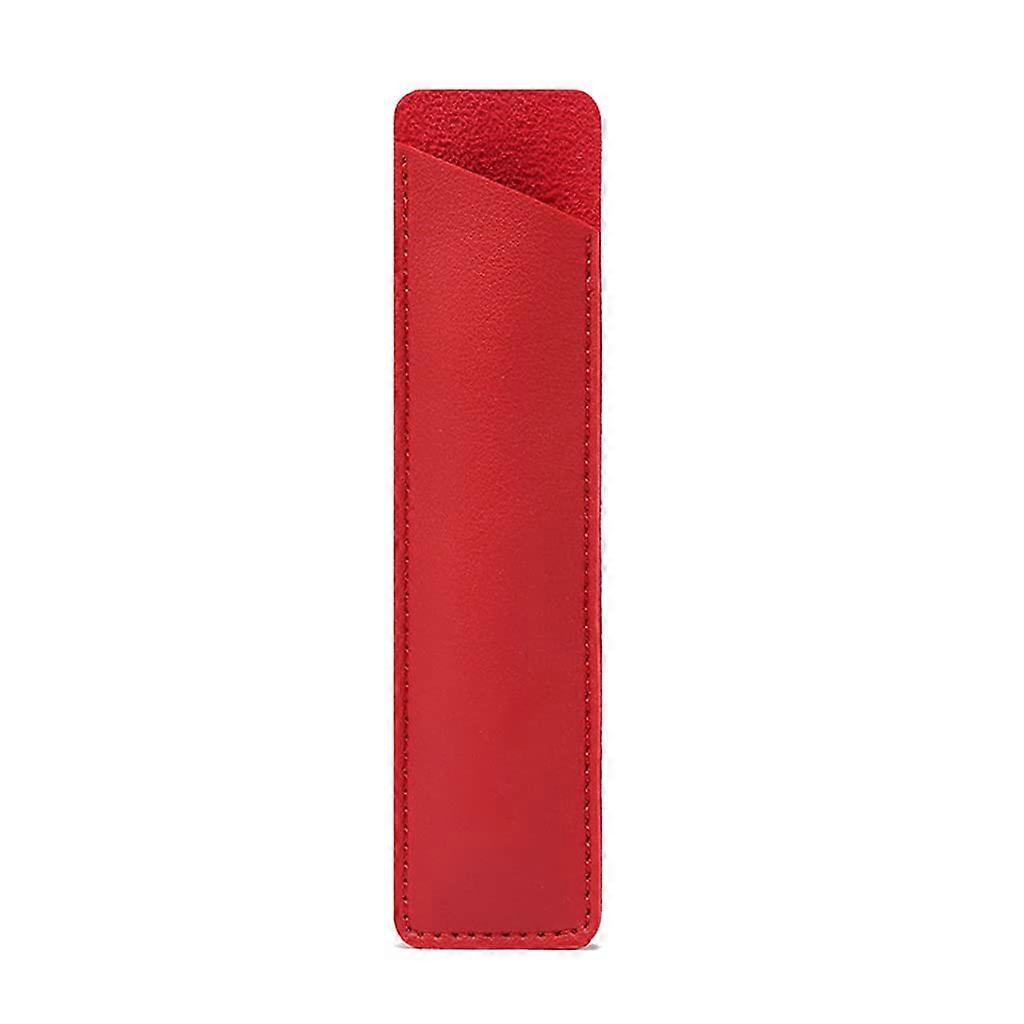 Leather Pencil Case for School, Pen Storage Bag, Pencil Holder for Pencil Box, Small Pen Protective Sleeve, Red, 4.2×16.2cm