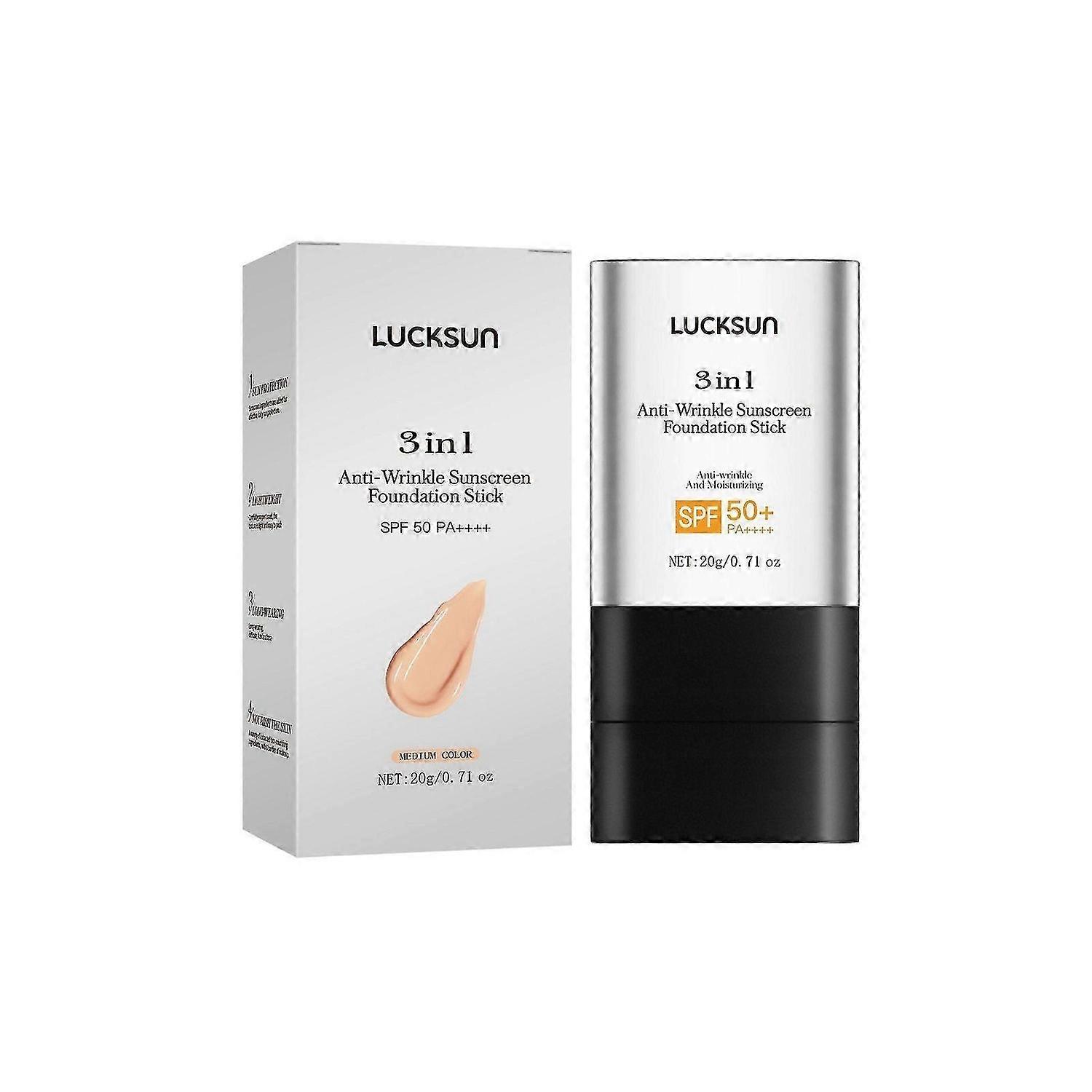 3-In-1 Anti-Wrinkle Foundation Stick with SPF 50+, Hydrating Lightweight Flawless Eraser Foundation Stick with Brush, Natural Finish & Full Coverage