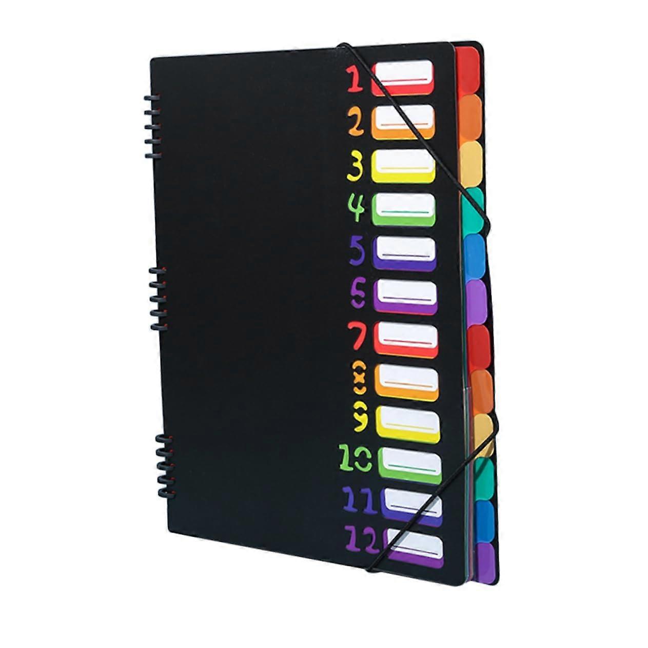 Folder Document Organiser Folio Bill Binder Black File Organiser with Pockets for School and Money Management