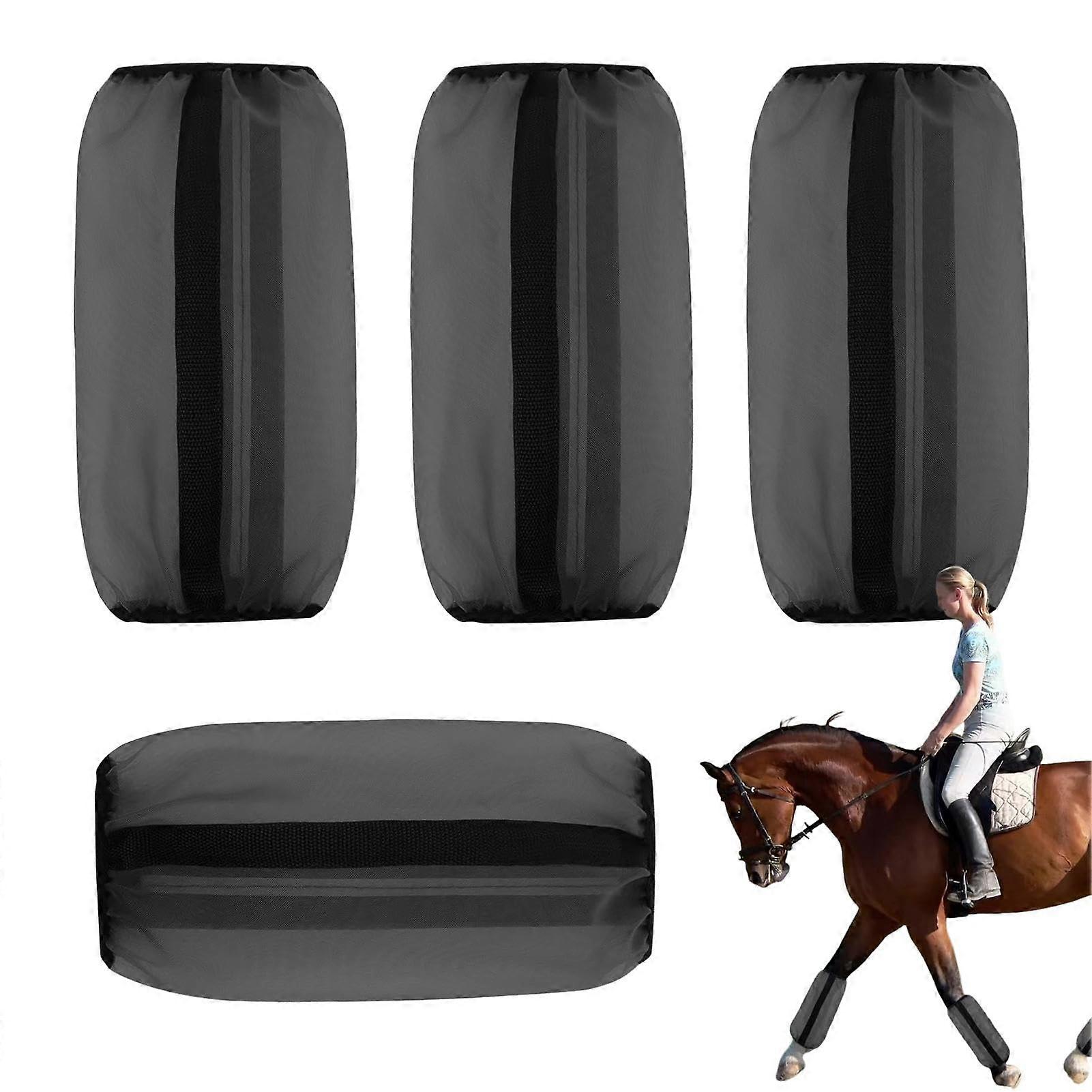 Gaiters for Horses - Black Fly Gaiters, Ventilated Protective Mesh Leggings, Fly Boots for Daily Training