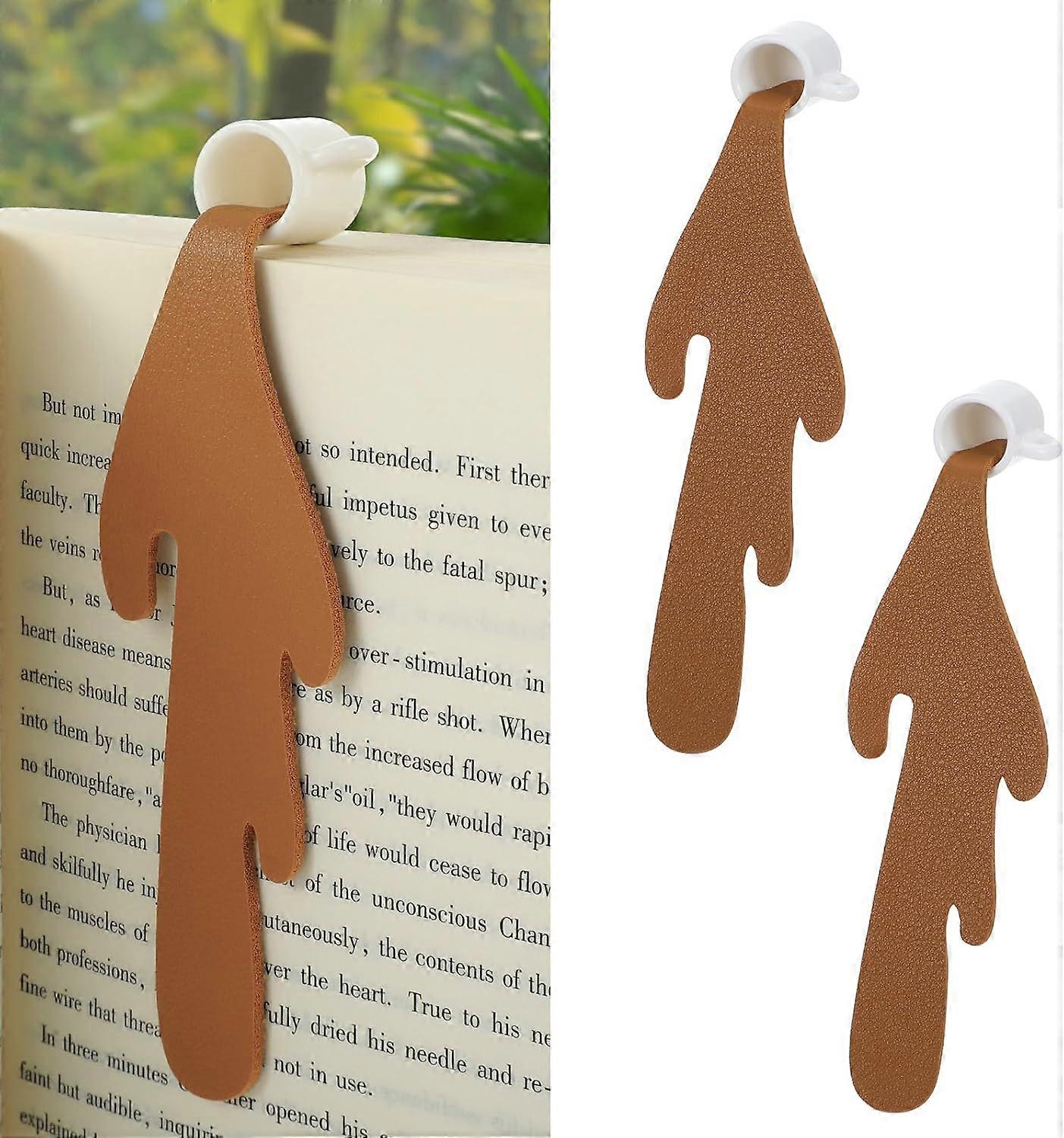 2pcs Spilled Coffee Bookmark,Cute Bookmarks for Reading Cool Book Mark