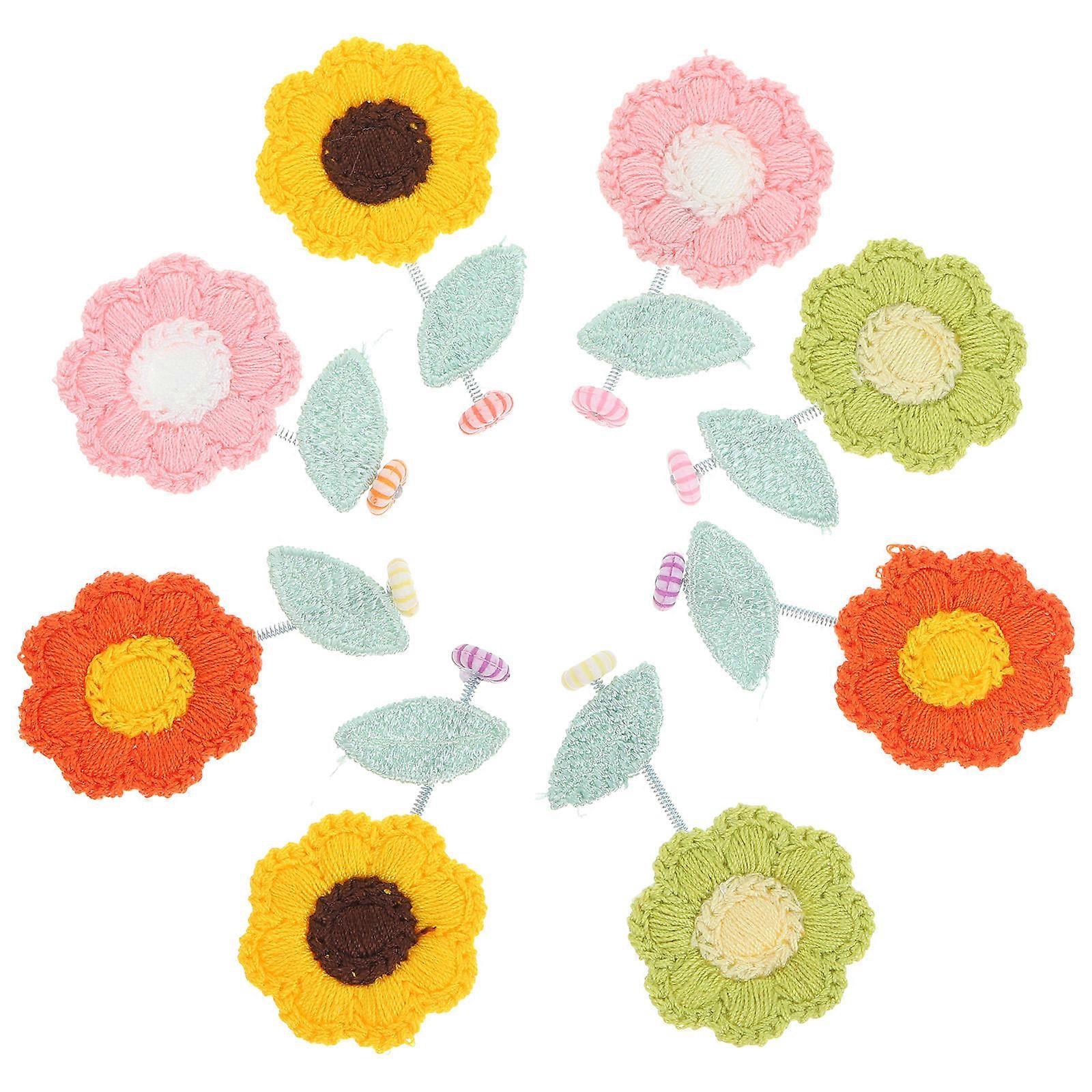 Flower Car Dashboard Accessory Shaking Head Spring Connection Mixed Style 5x3.5cm Felt 8Pcs