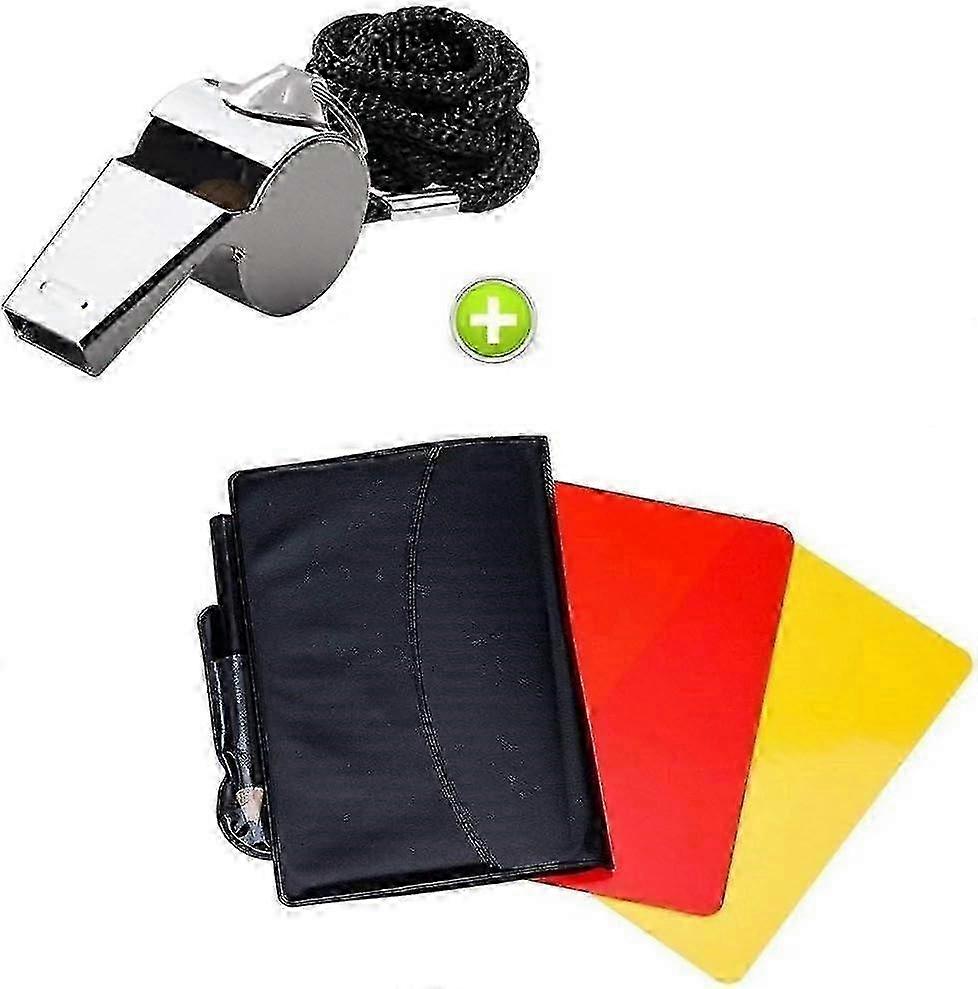 Metal Whistle with Sports Referee Card Set - Red and Yellow Cards