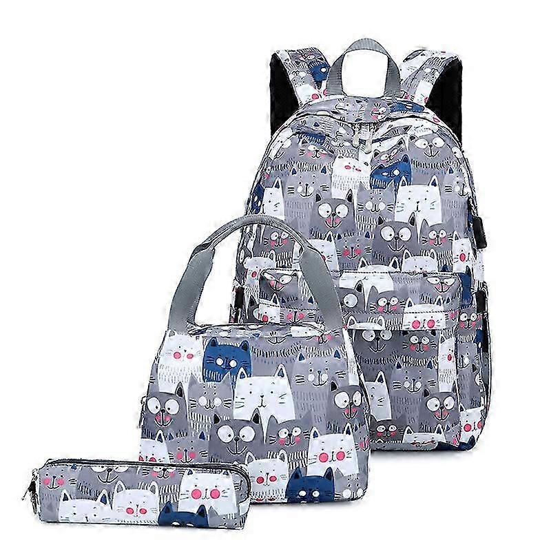 Printed shoulder bag for women large capacity casual backpack 3-piece set middle school