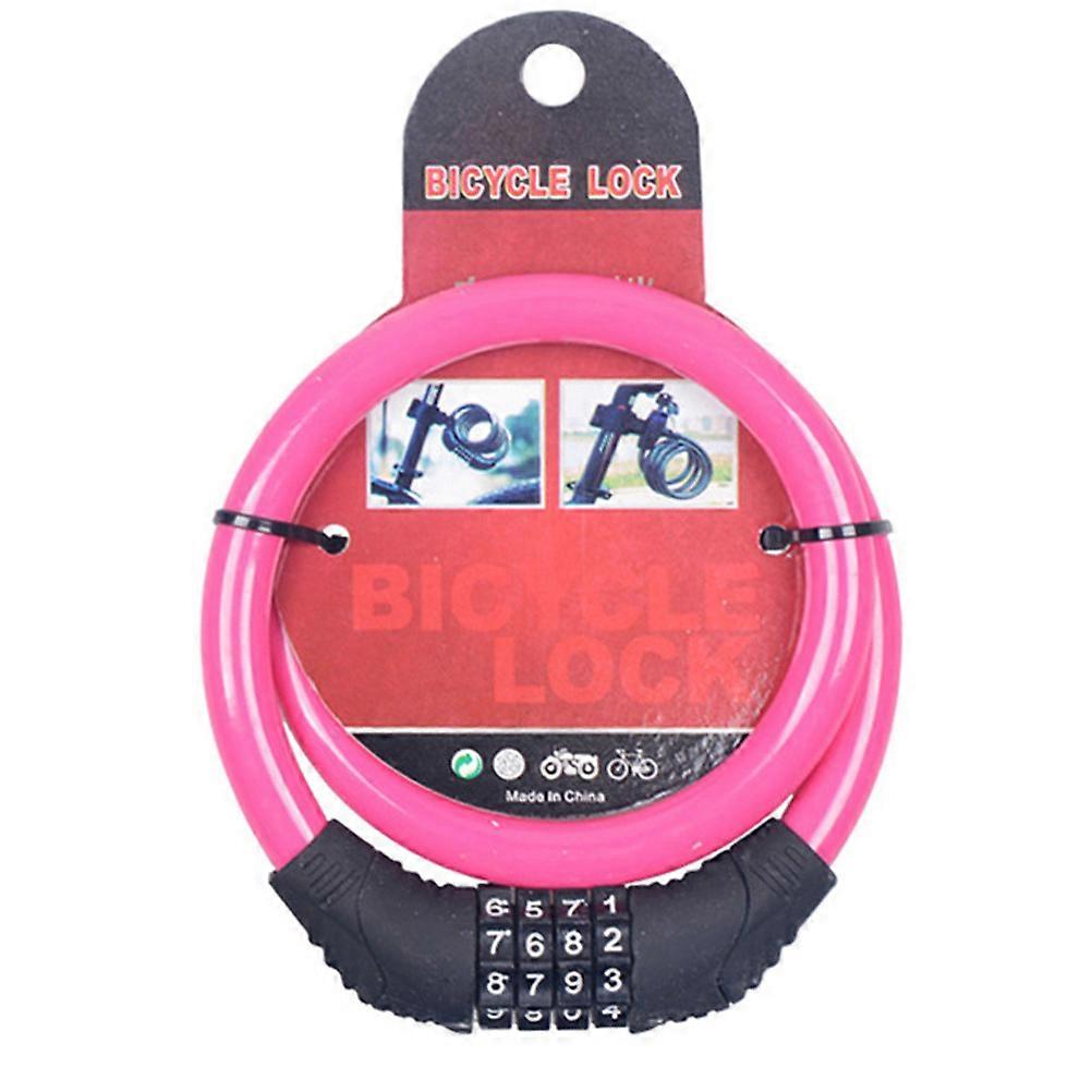 Cable Combination Lock Pink Bicycle Security Heavy Duty 4 Code Steel Material 1Pcs