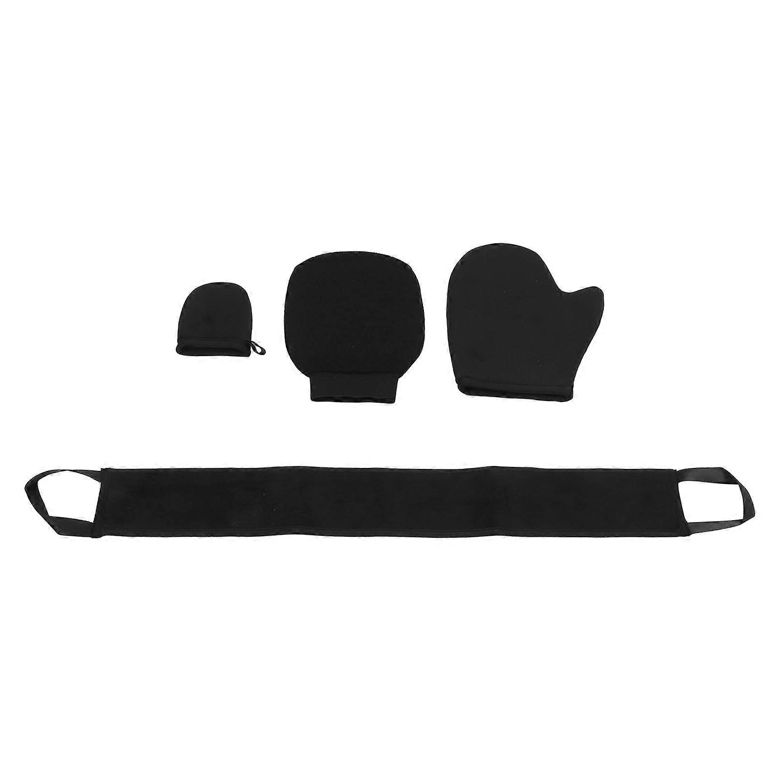 4pcs Double Faced Flocking Self Tanning Mitt Applicator Kit Exfoliating Glove Back Lotion Applicator 