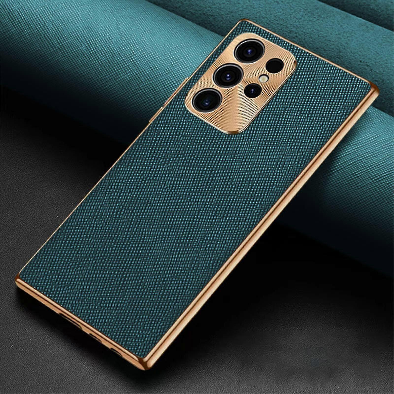 جراب هاتف لهاتف Samsung Galaxy S24 / S24 Plus / S24 Ultra ، غطاء متقاطع نحيف مقاوم للصدمات من الجلد ، واقي عدسة الكاميرا ، حافظة طلاء ناعمة متينة