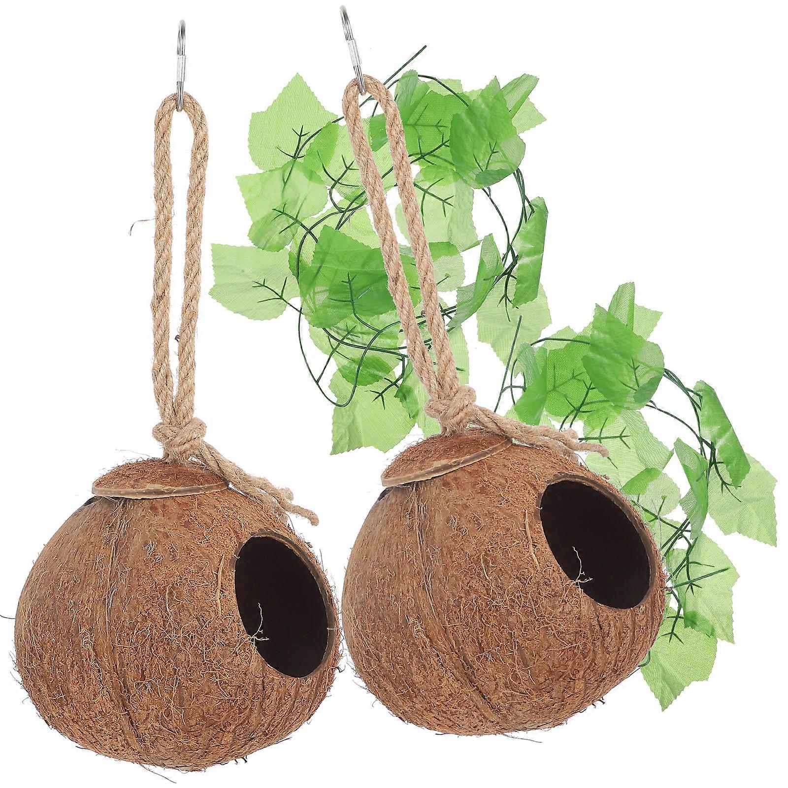 4pcs Reptile Pet Coconut Shell House Comfortable Small Pet Hanging Nest