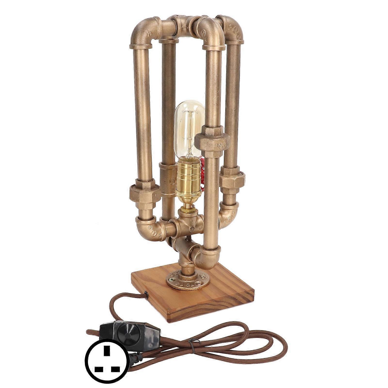 E27 Bulbs High Temperature Paint Industrial Pipe with Handwheel Switch Steampunk Table Lamp for Hotel